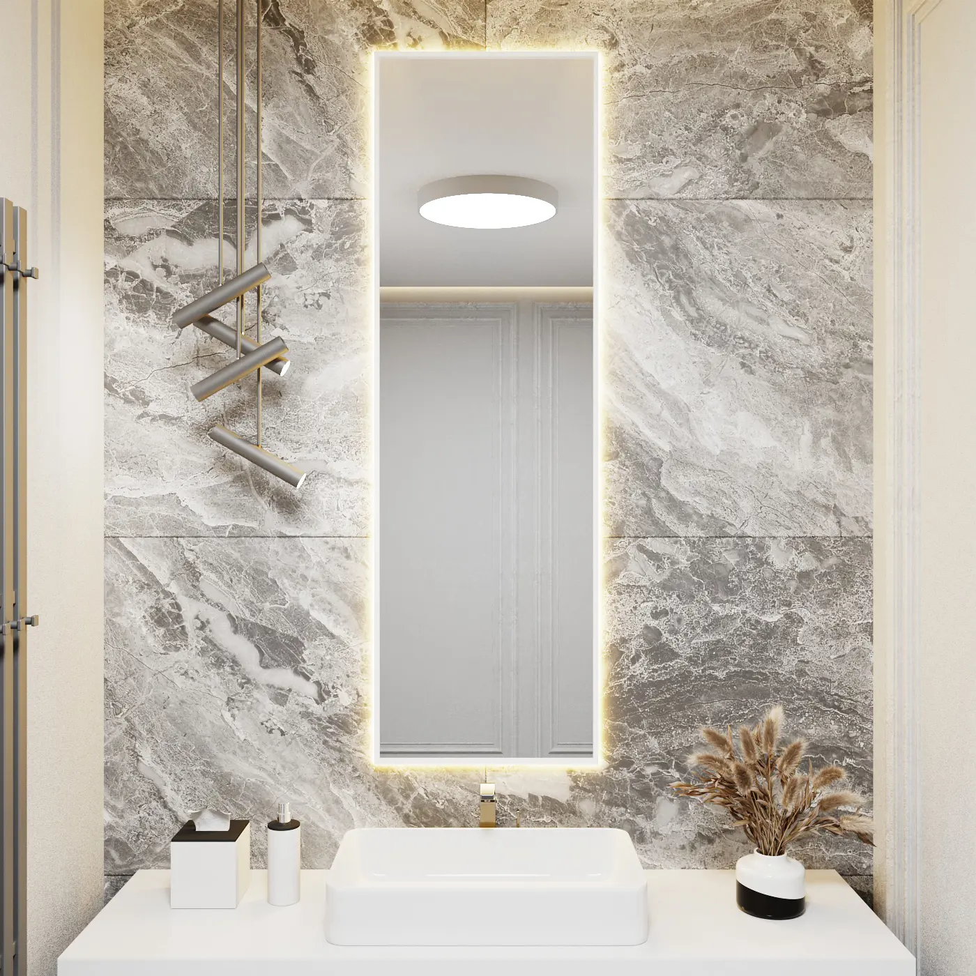 Изображение товара Зеркало для ванной Alumirror 14050свет 14050бел3000к с подсветкой 50x140см