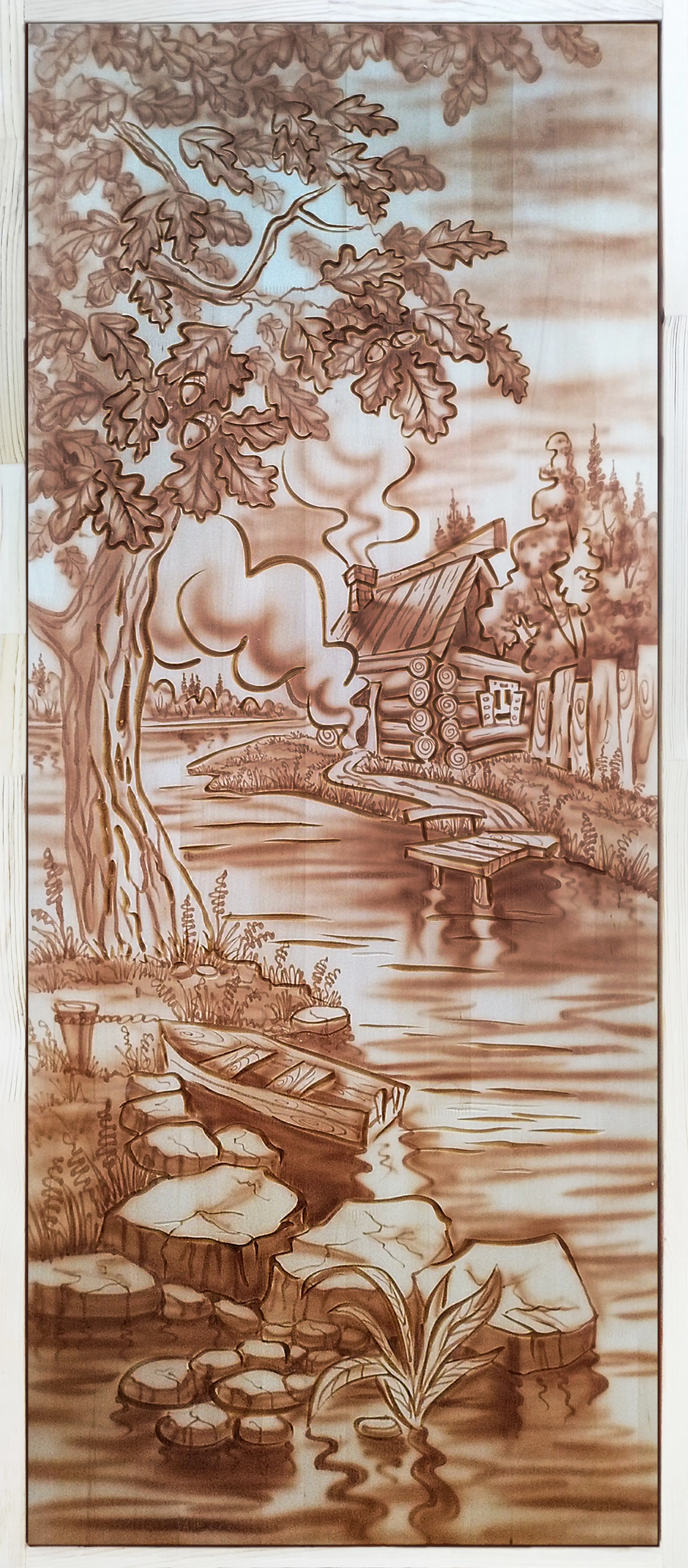 Изображение товара Дверь для бани деревянная Липа Dlyabani Дуб Лодка 180x70см %%00736%% Двусторонний (универсальный)