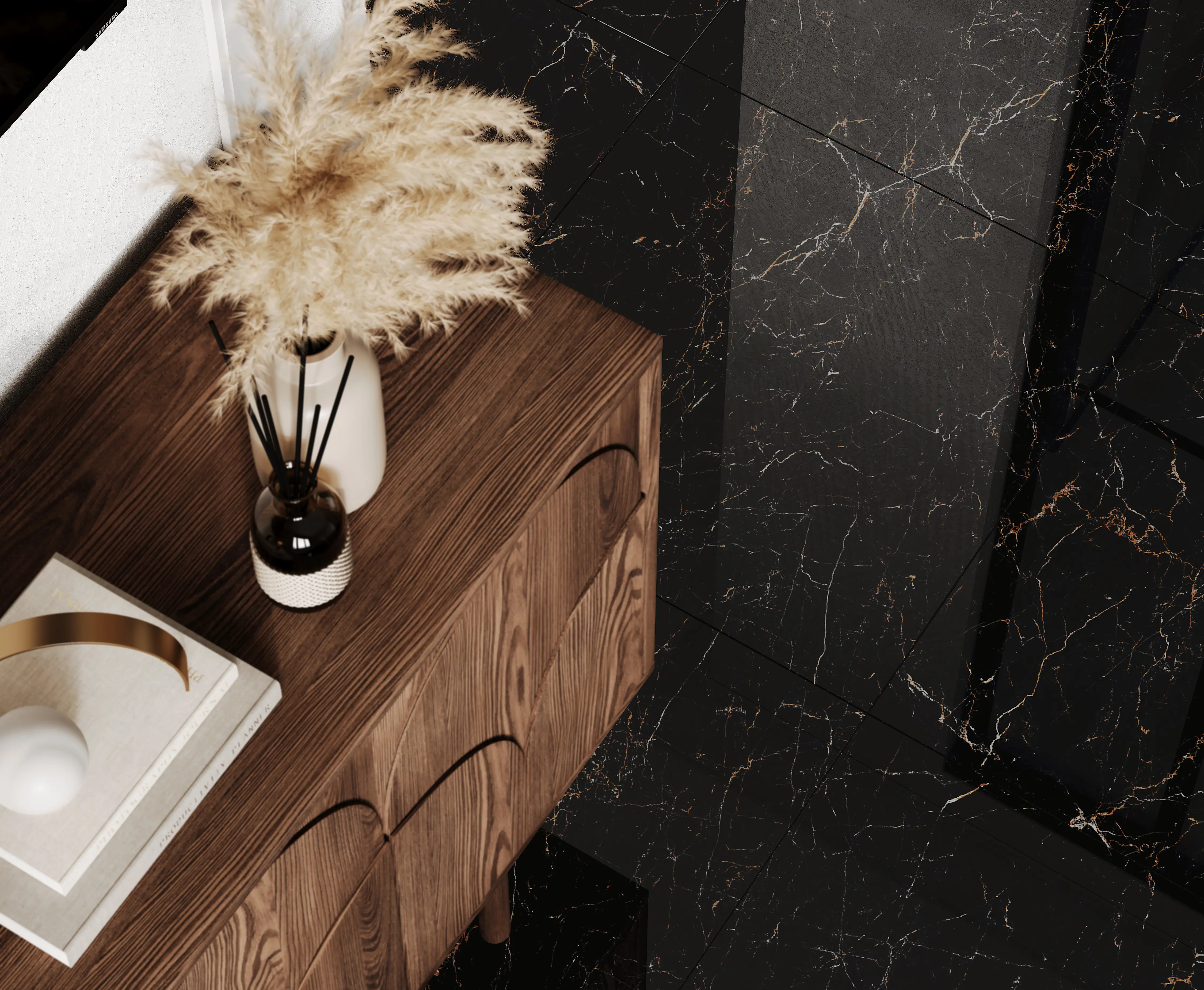 Изображение товара Керамогранит Laparet Nirvana Black 60x60 см для пола и стен, черный мраморный эффект