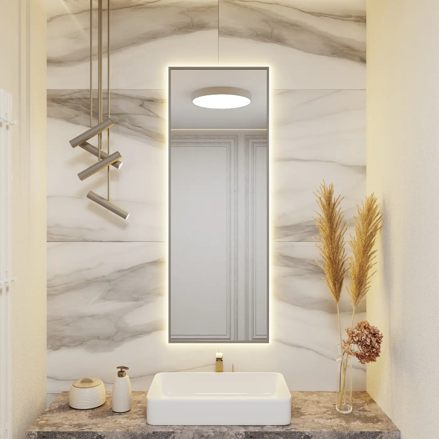 Изображение товара Зеркало для ванной Alumirror 12050свет 12050сер3000к с подсветкой 50x120см