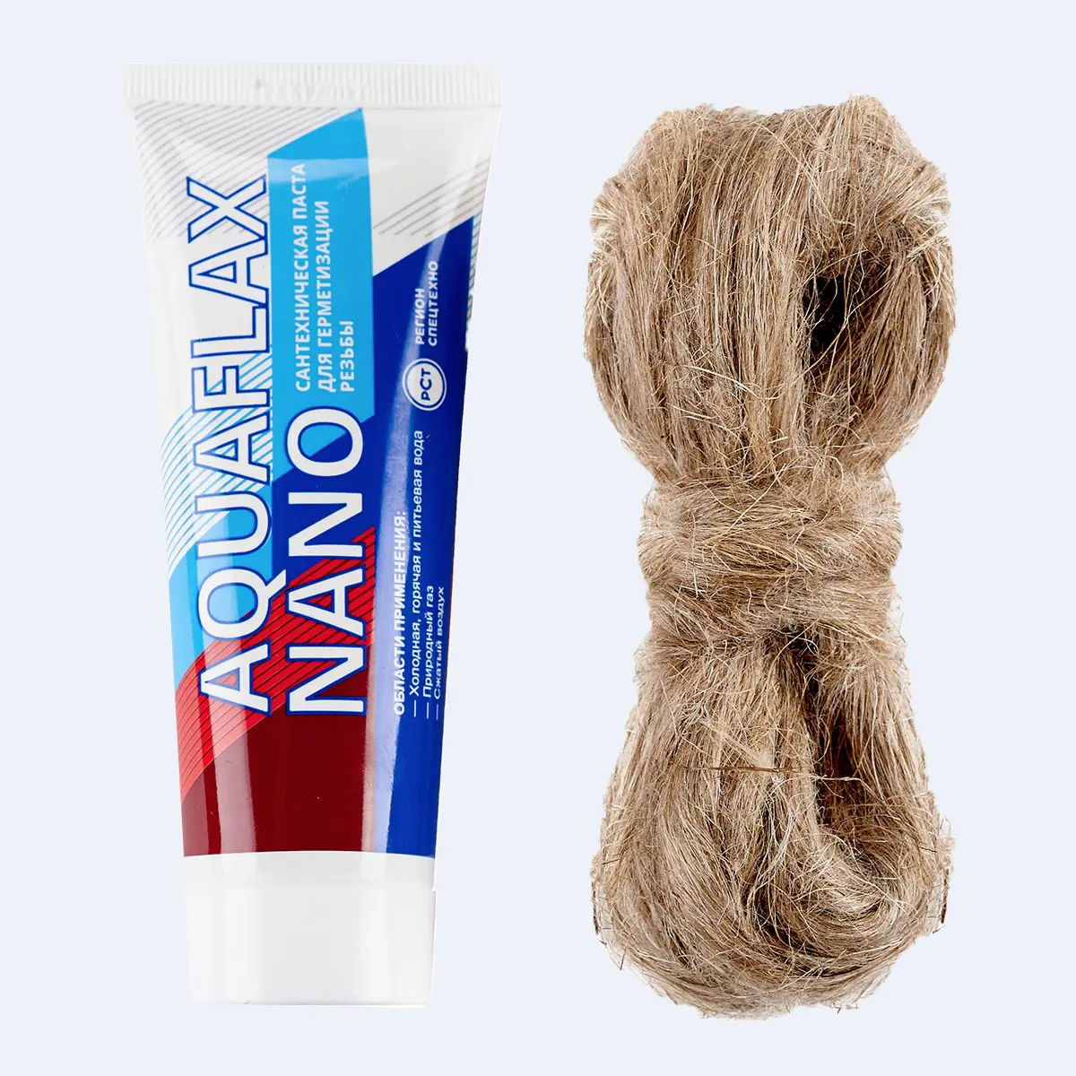 Изображение товара Комплект монтажный Aquaflax nano 61005 паста 80 г+лен сантехнический 20 г