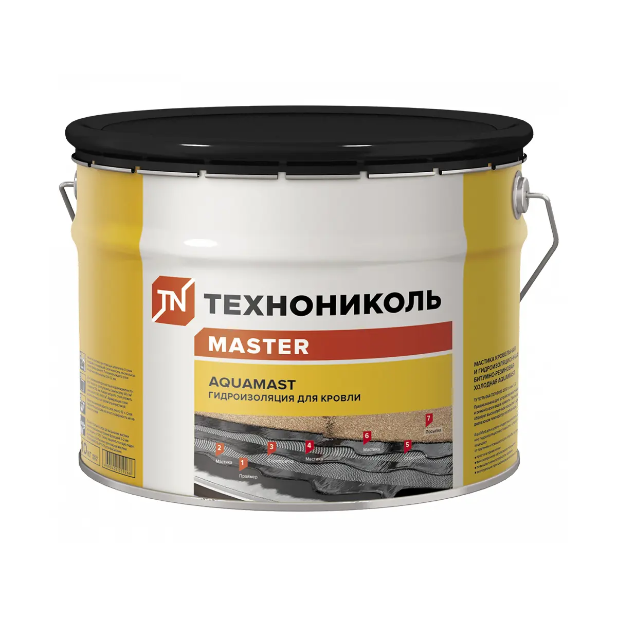 Изображение товара Мастика резино-битумная Технониколь Aquamast 10кг для гидроизоляции кровли и конструкций
