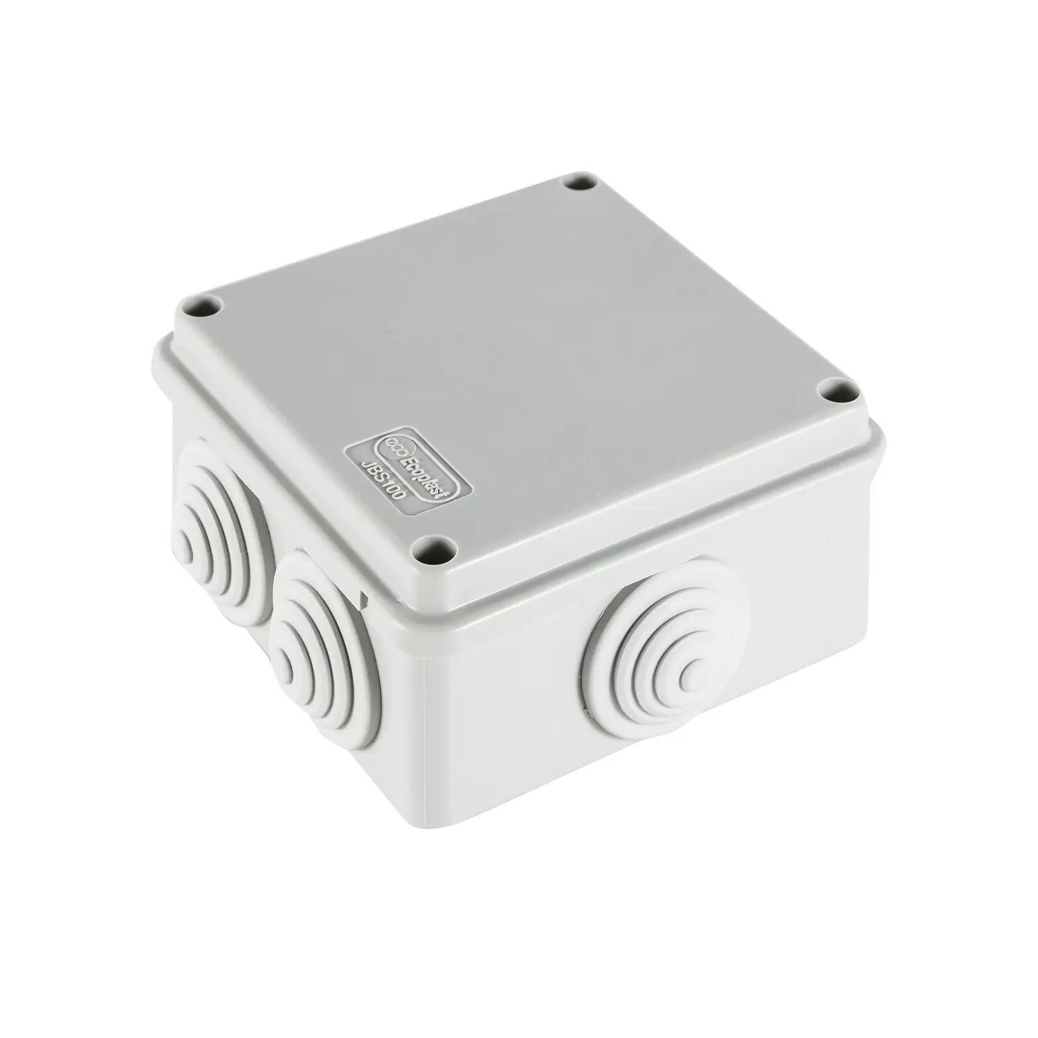 Изображение товара Распределительная коробка открытая Экопласт JBS100 100x55x100 мм 6 входов IP55 цвет белый