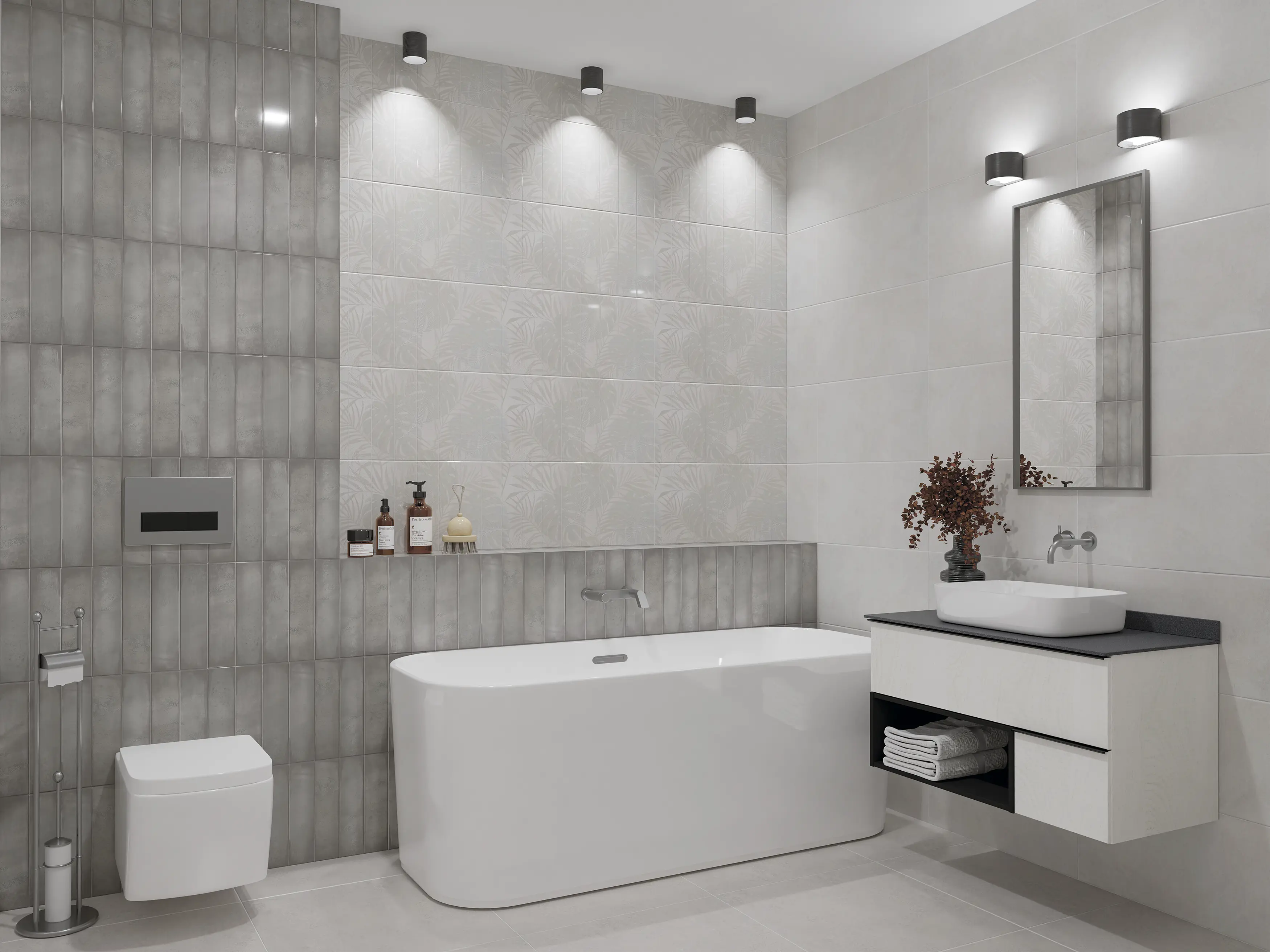 Изображение товара Настенная плитка Azori Bricks 31.5x63 см серого цвета