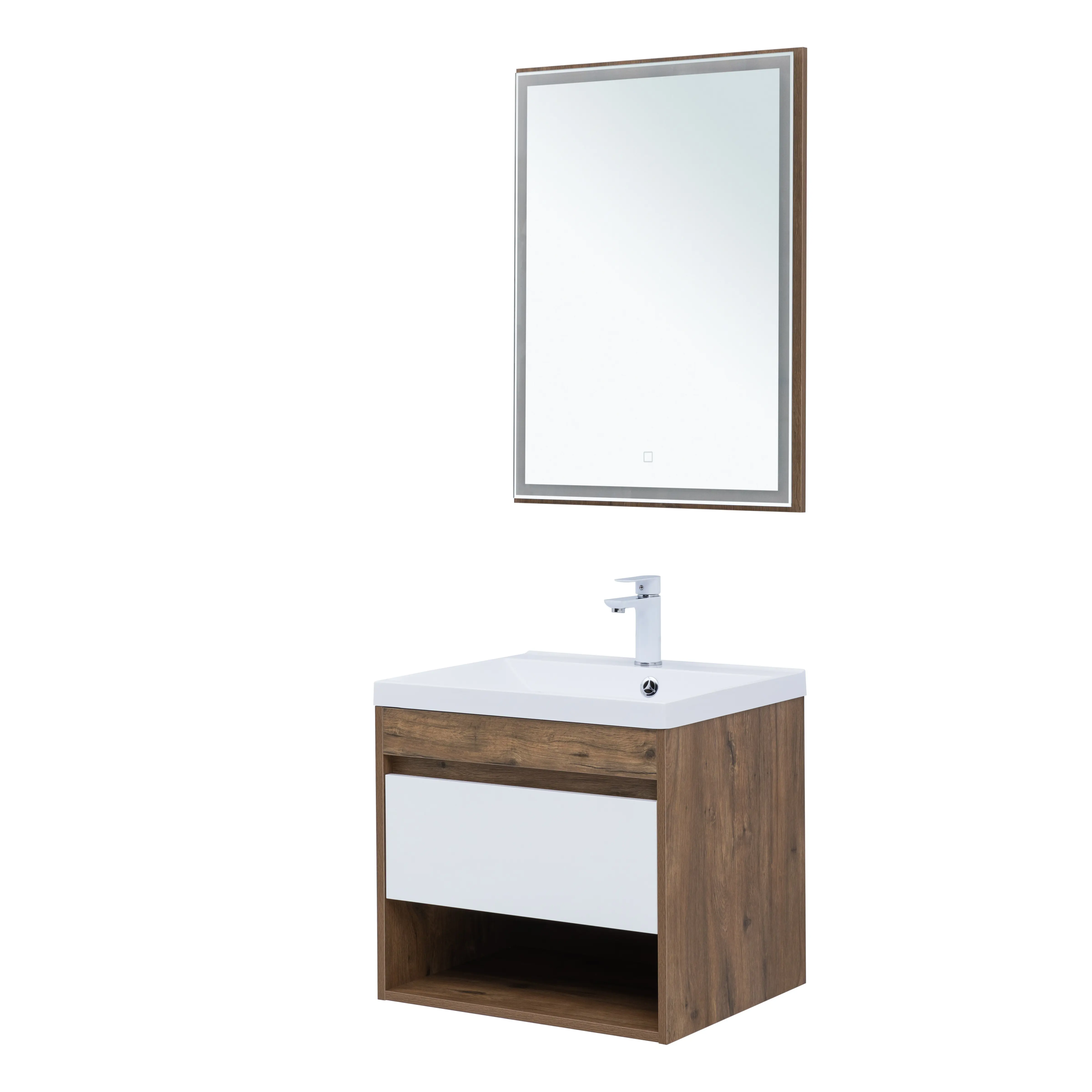 Изображение товара Тумба под раковину напольная Aquanet 00345117 57см цвет дуб рустикальный/белый сатин