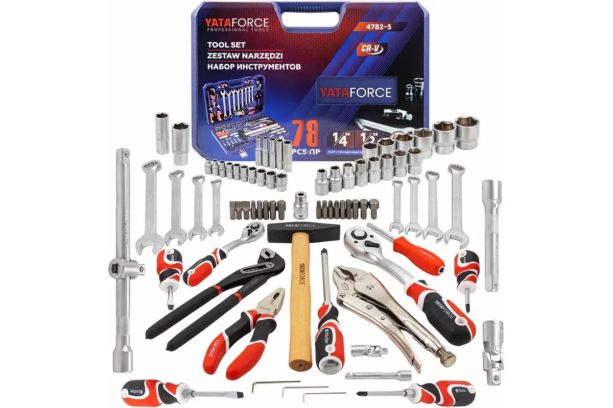 Изображение товара Набор инструментов Yataforce YF-4782-5, 78 предметов в кейсе