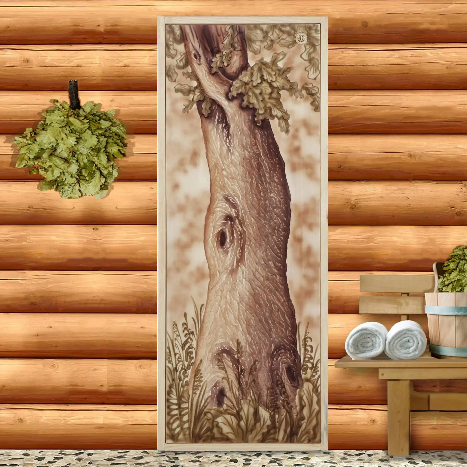 Изображение товара Дверь для бани деревянная дуб Добропаровъ Сказочный дуб 180x70см