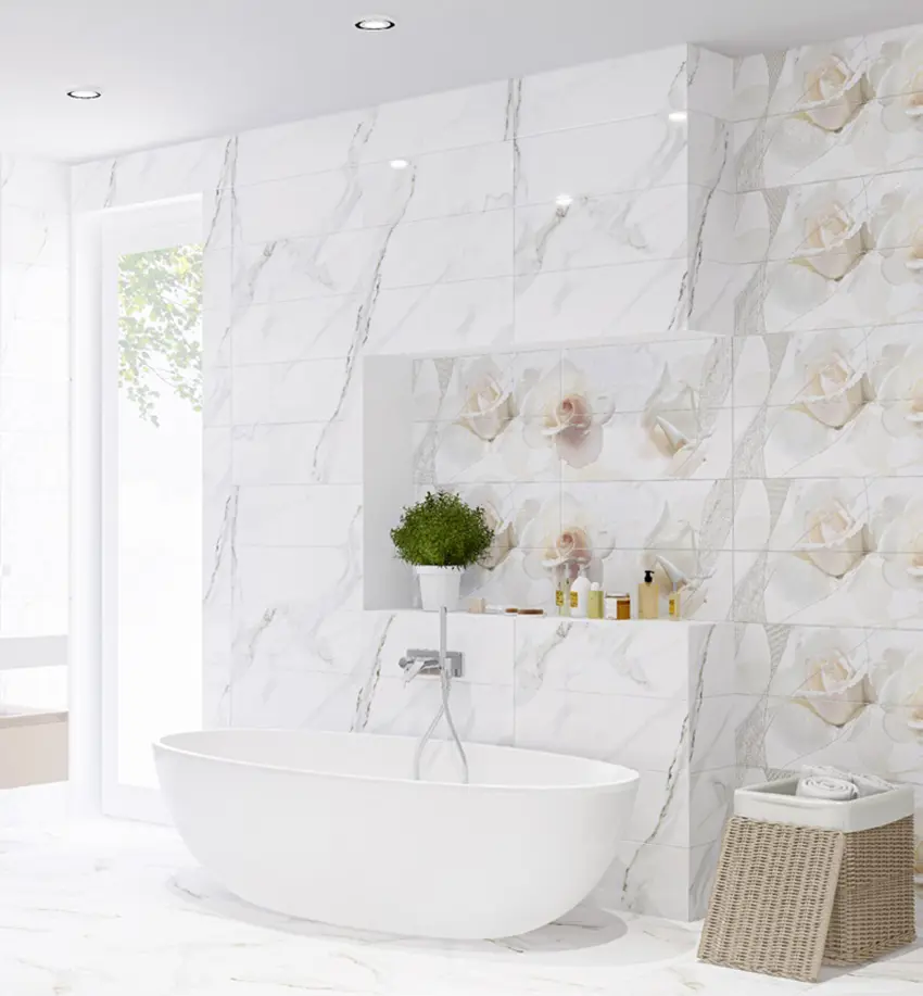 Изображение товара Плитка Eletto ceramica 506891201 24.2x70см белая мраморная коллекция Calacatta