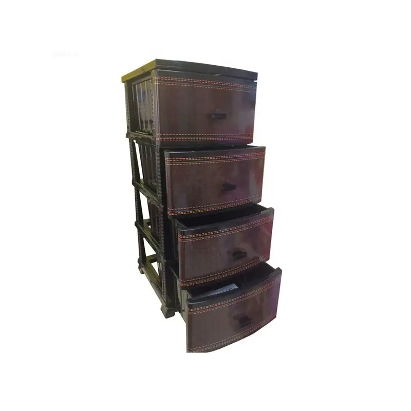 Изображение товара Комод Росспласт Кожа 4 ящика 38x47x95 см пластик цвет черный