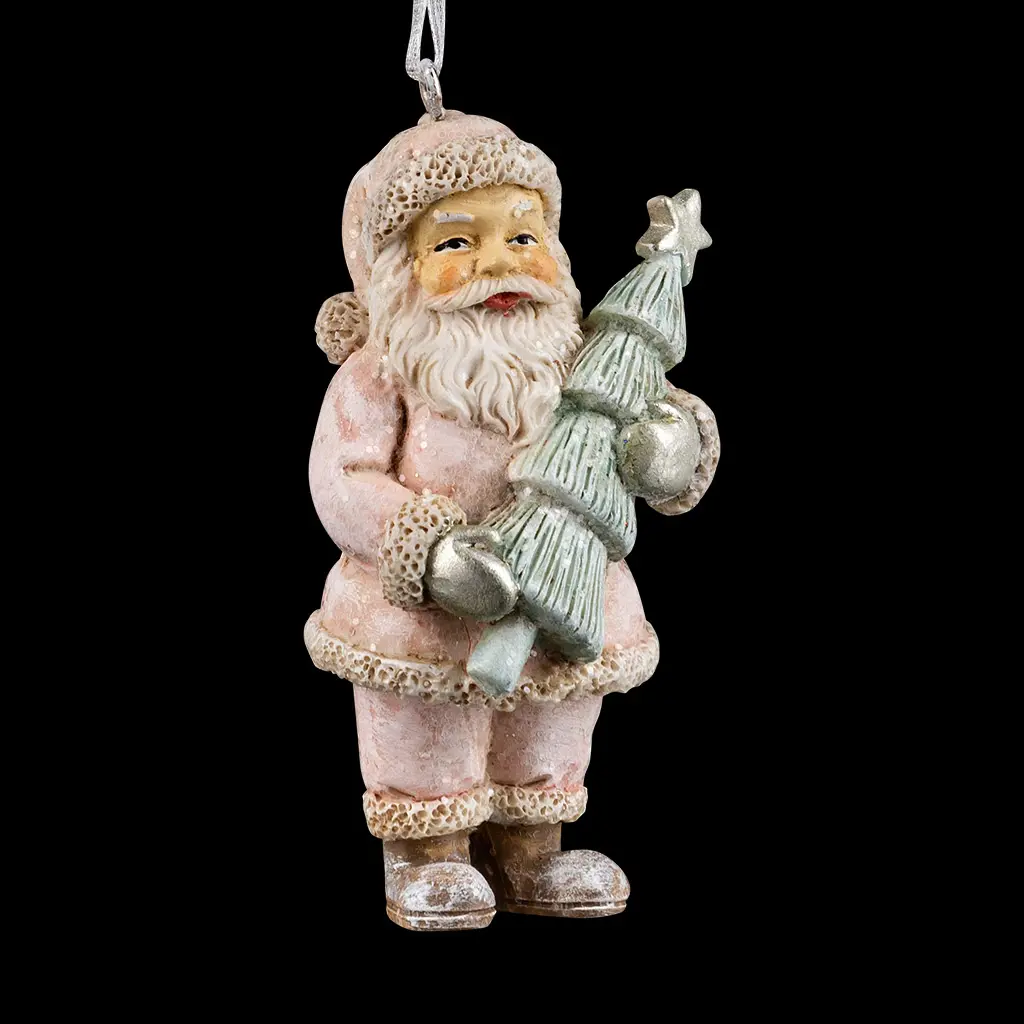 Изображение товара Елочная игрушка Erichkrause Санта с елочкой 7.5 см x 3 см розовый