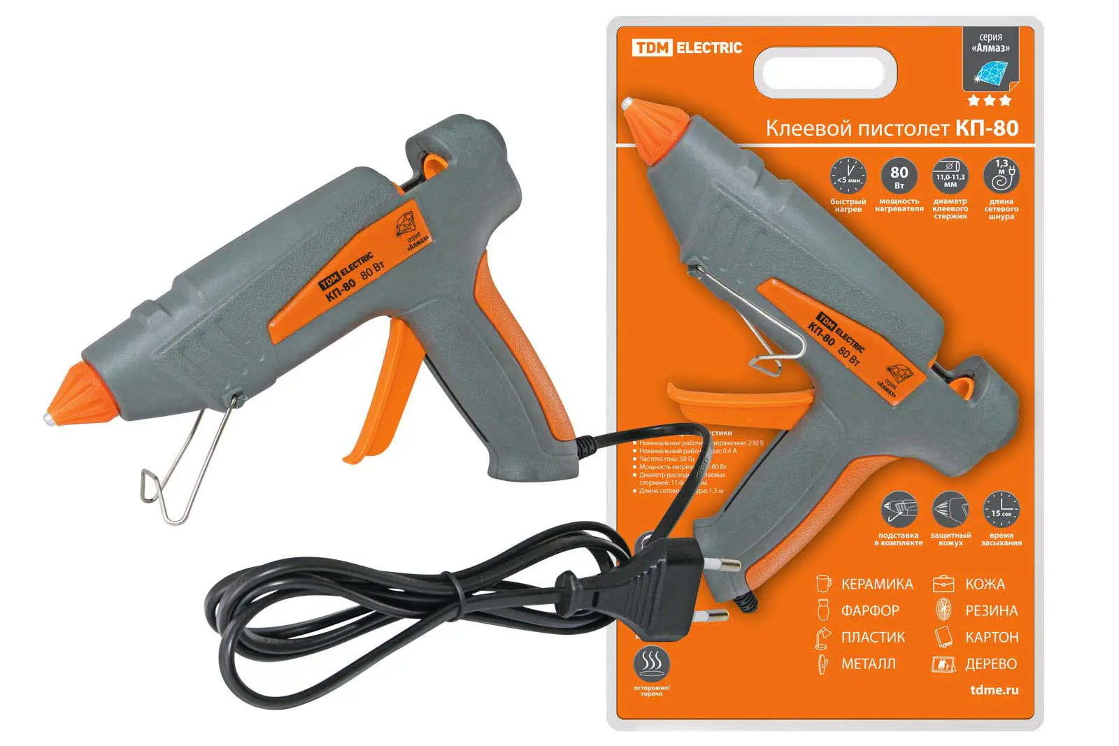 Изображение товара Пистолет клеевой Tdm Electric КП-80, 80 Вт, для стержней 11 мм