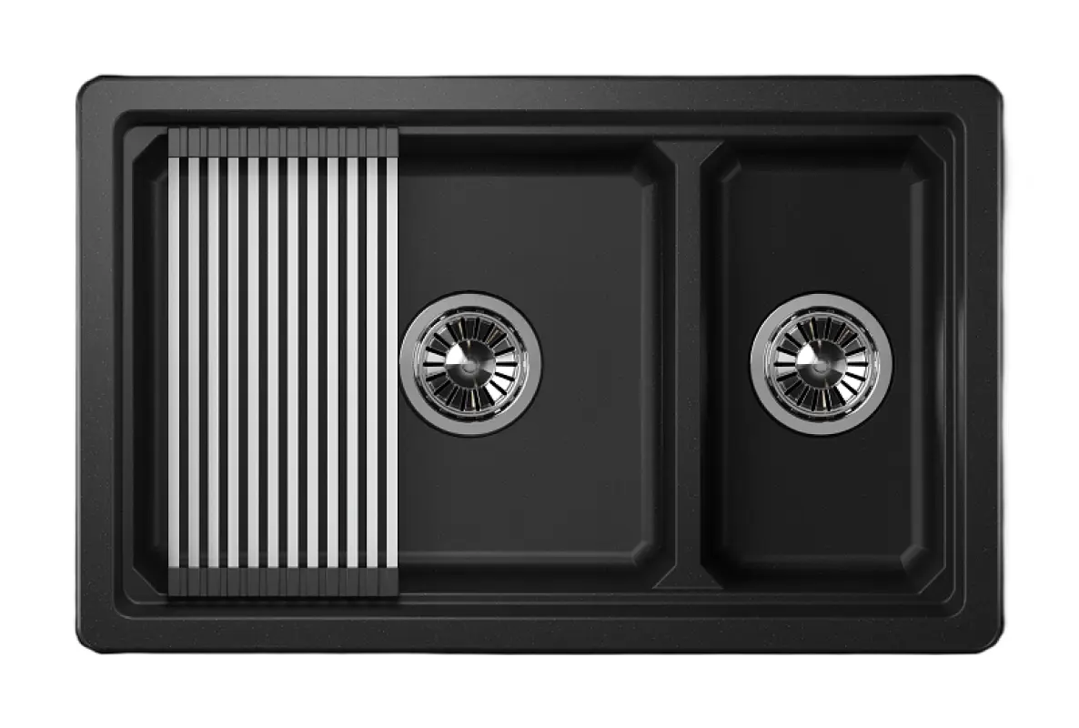 Изображение товара Врезная мойка Granula 7304 73x73x22 см кварц цвет черный металлик