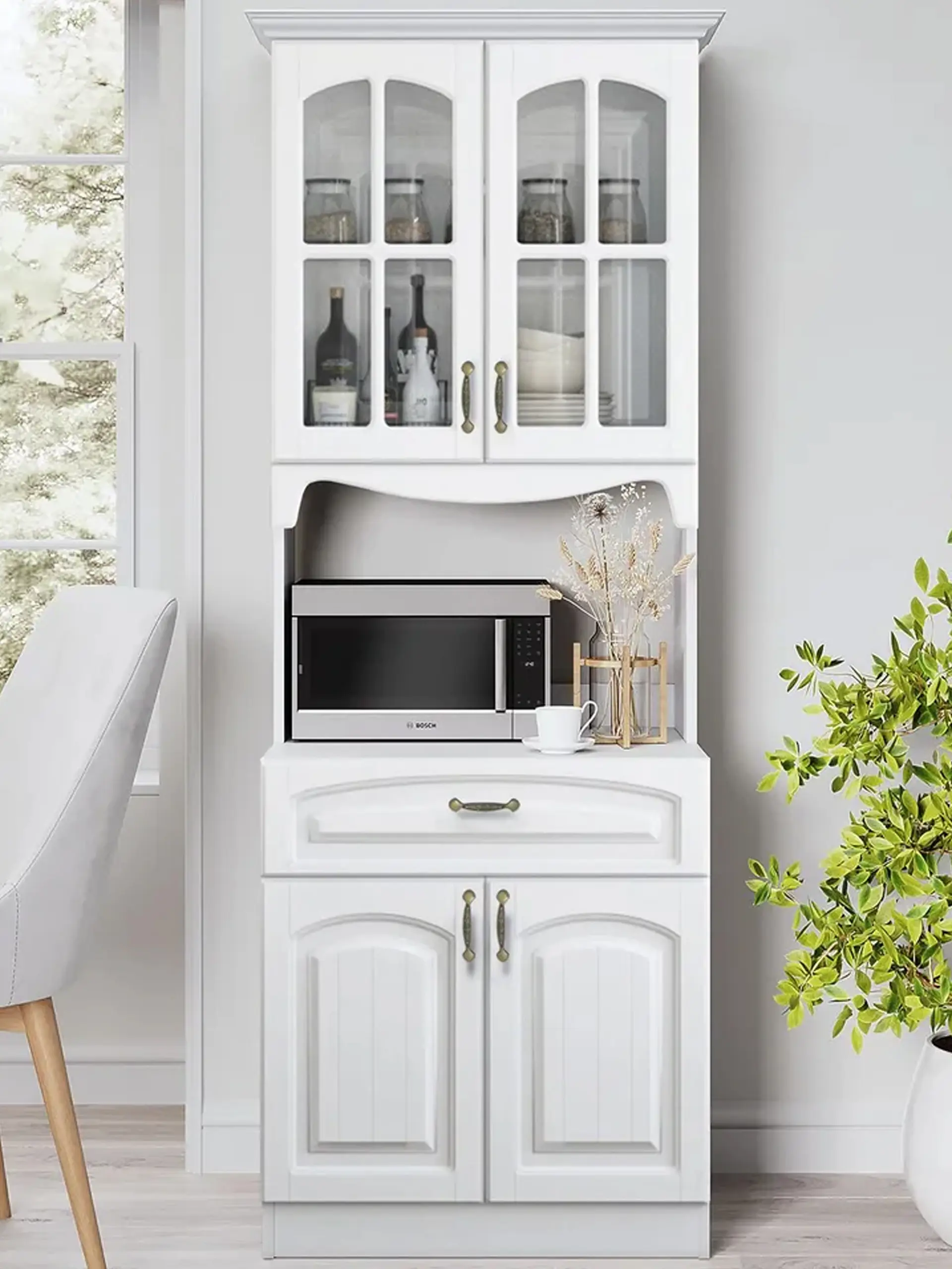 Изображение товара Шкаф-витрина Puzzlemebel Галиано 79.2x184x48.4 см ЛДСП цвет белый