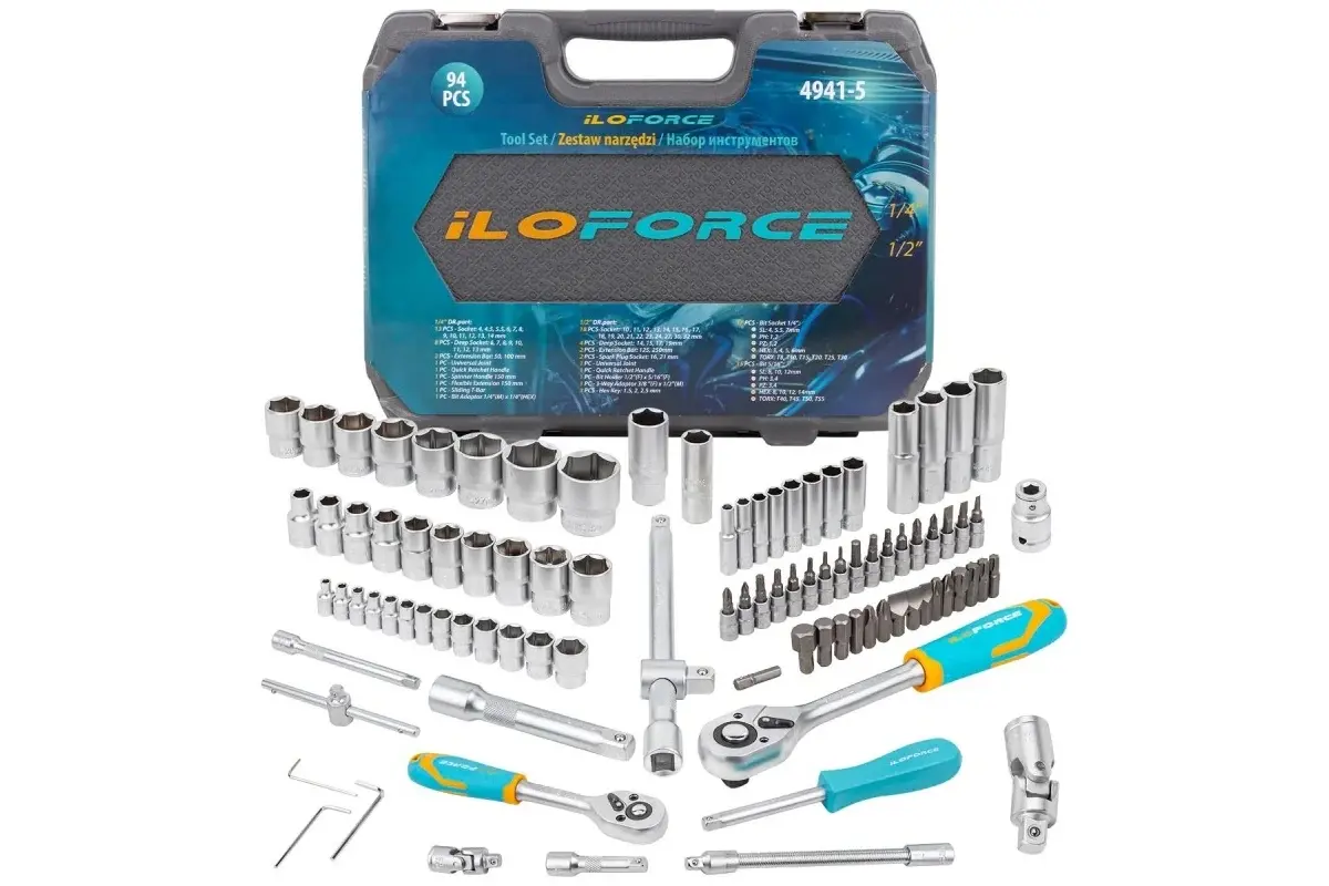 Изображение товара Набор инструментов ILOforce IF-4941-5 94 предмета для ремонта и обслуживания автомобиля