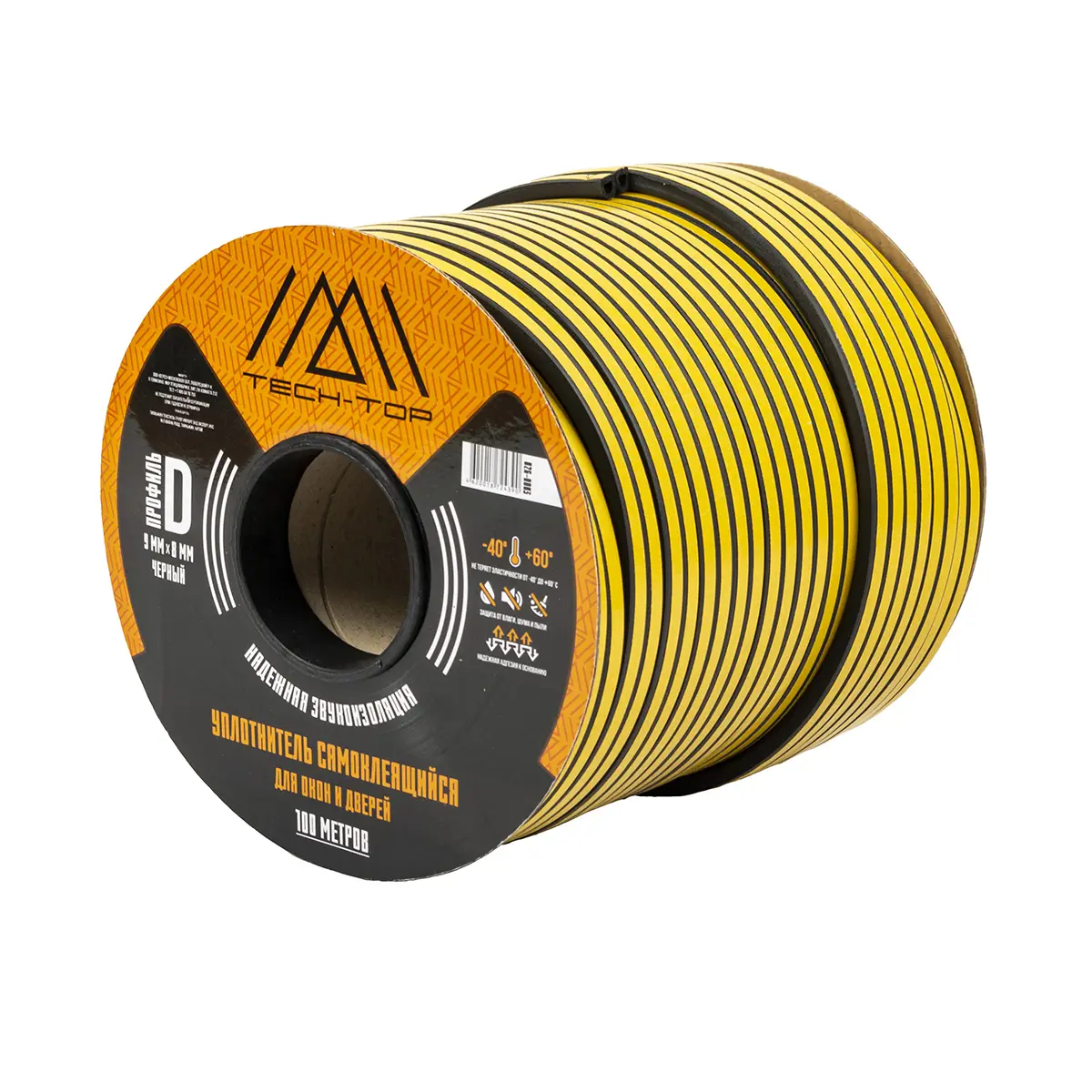 Изображение товара Уплотнительная резиновая лента TECH-TOP 9x8 мм 100 м для окон и дверей