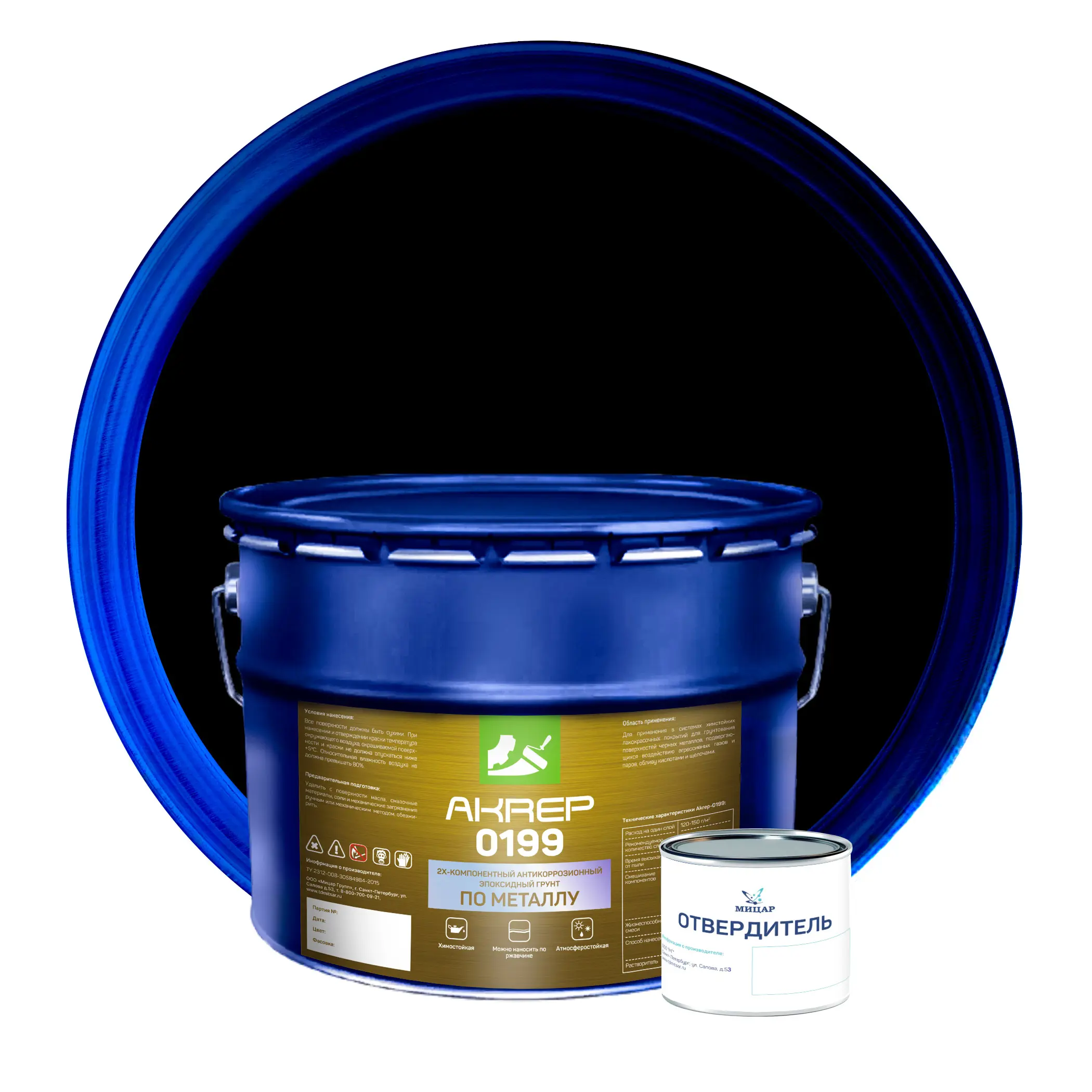 Изображение товара Грунтовка Мицар АКРЭП-0199 черная 10.2л для защиты металлов