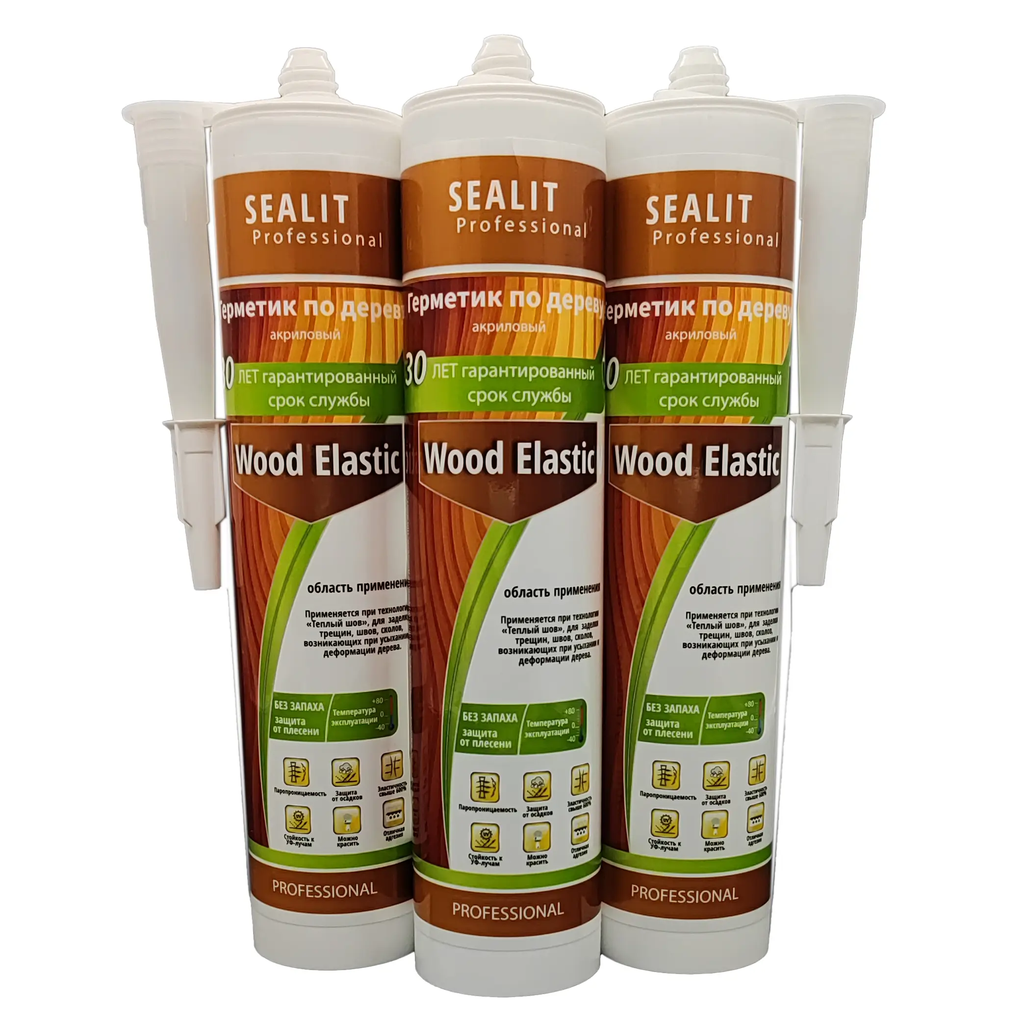 Изображение товара Герметик акриловый Sealit professional Wood Elastic 136047-3 для дерева серый 280 мл 3 шт