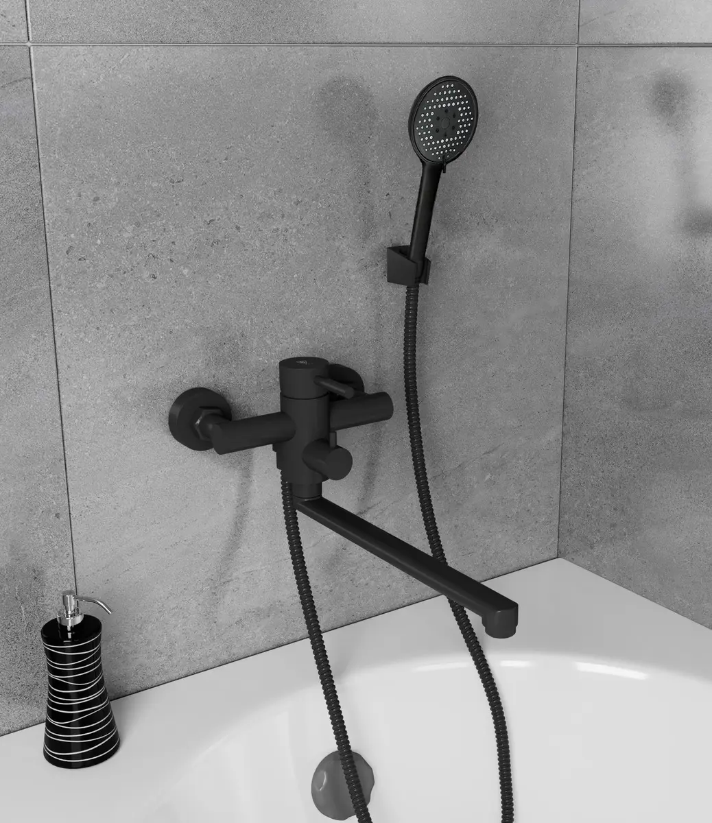 Изображение товара Смеситель для ванны Rush Sus1101-51black однорычажный с душевой лейкой цвет черный