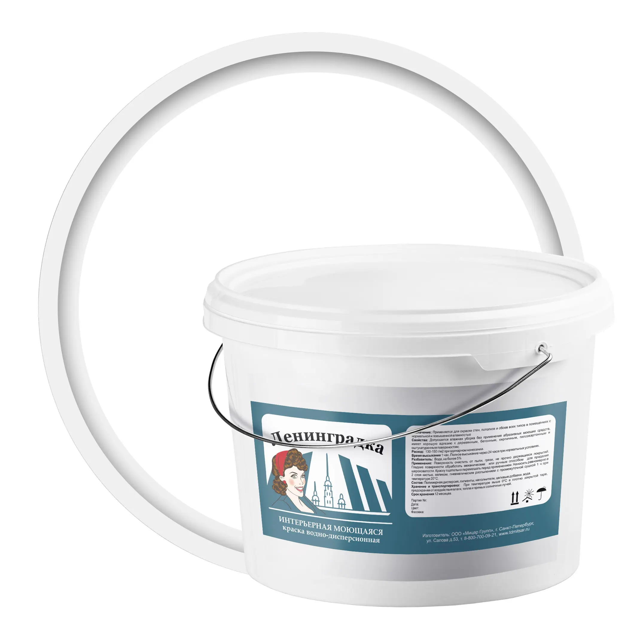 Изображение товара Краска для внутренних покрытий Ленинградка УТ000004209 15 л цвет белый матовый