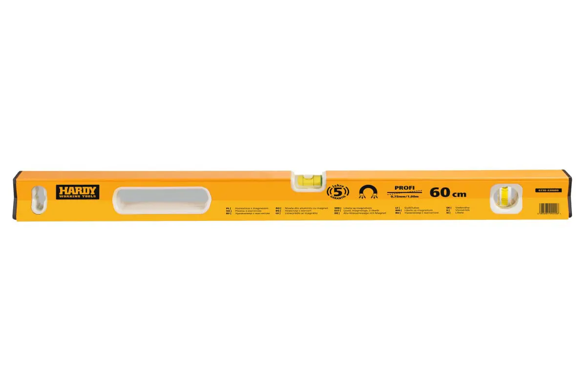 Изображение товара Уровень пузырьковый Hardy 0730-430600 магнитный 2 глазка 600 мм