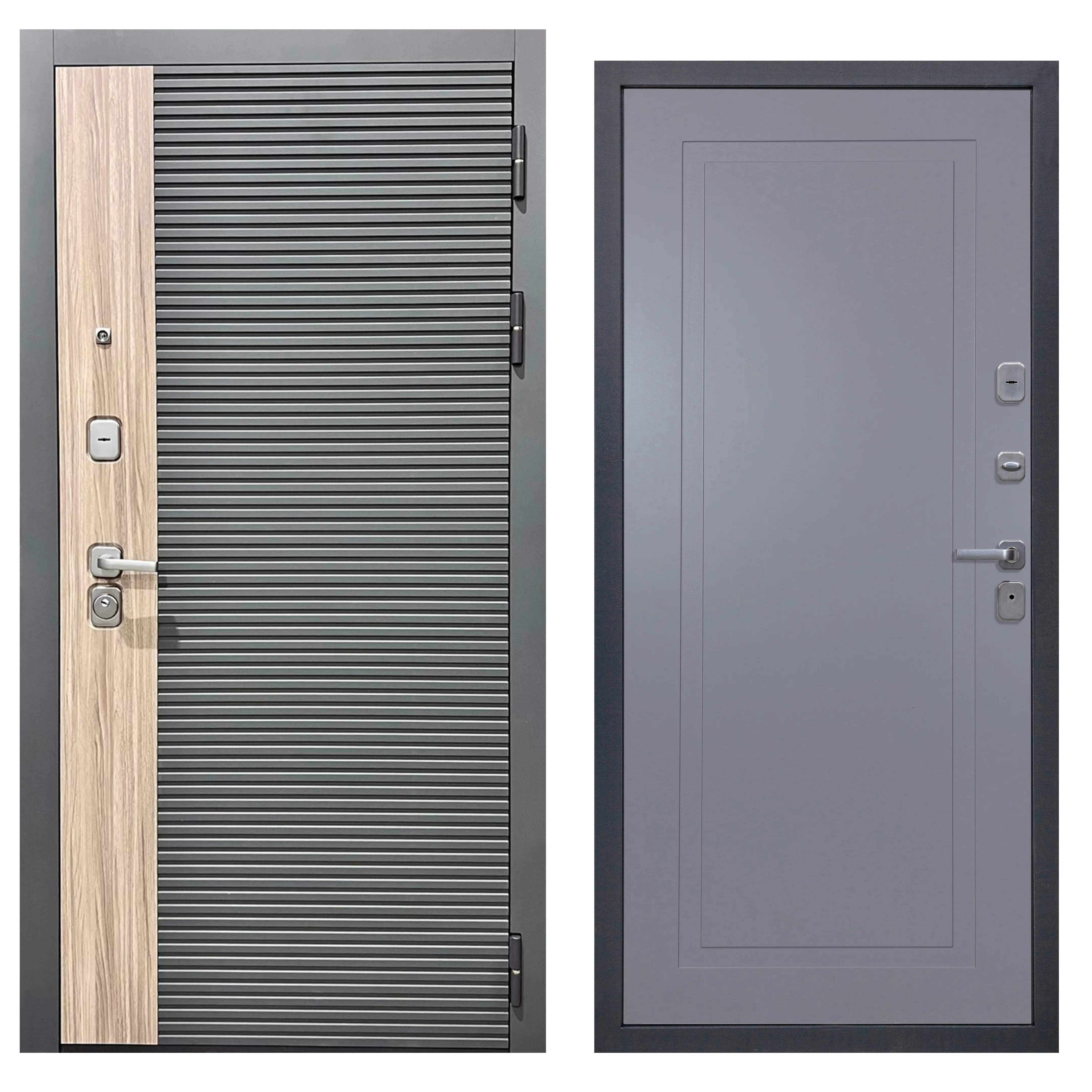 Изображение товара Входная дверь DIVA Дива-76 правая 205x86см черная сталь МДФ замок