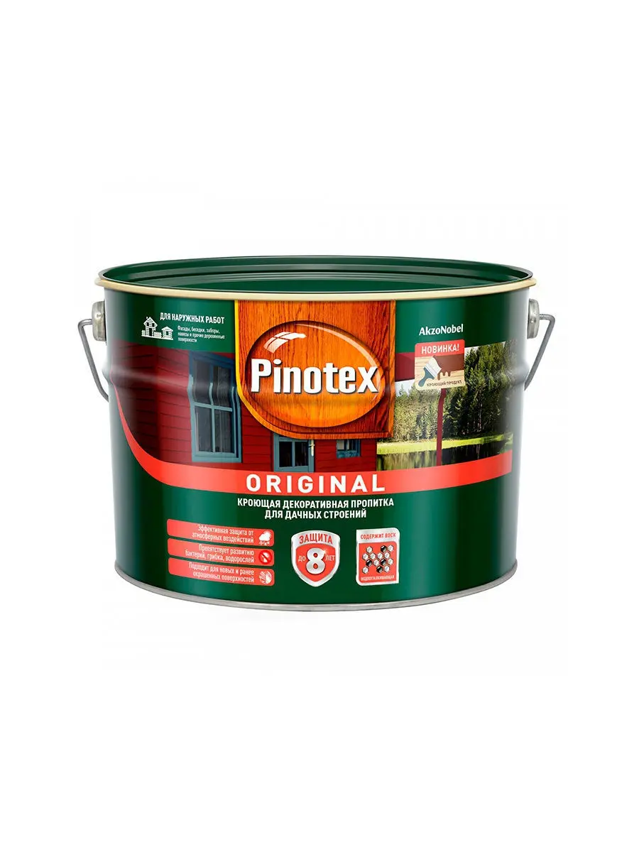 Изображение товара Пропитка древесины PINOTEX 0С 00017344 белый 9 л матовая для фасадов и заборов
