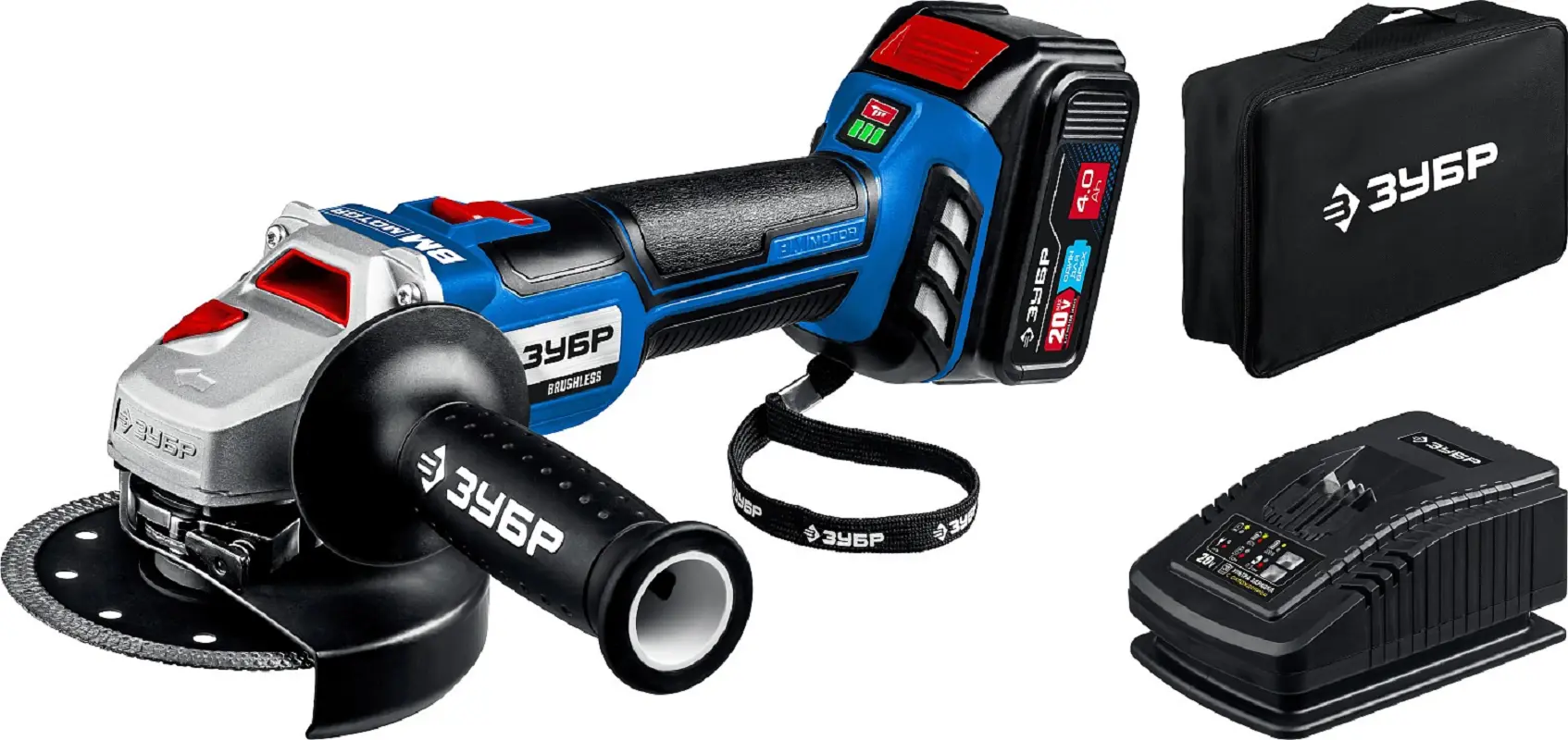 Изображение товара Аккумуляторная шлифмашина ЗУБР AB-125-41 20В бесщеточная диаметр 125 мм