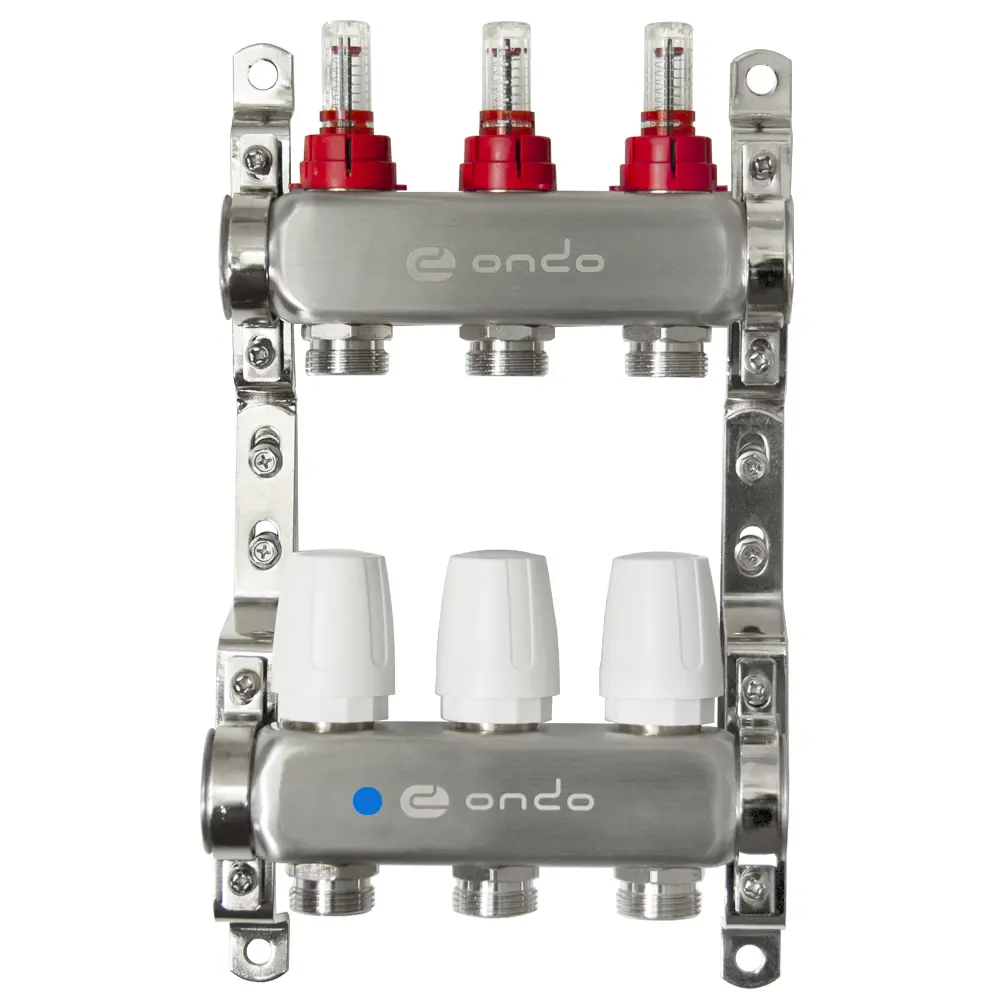 Изображение товара Коллектор для теплого пола ONDO с расходомерами и термостатами 5 выходов