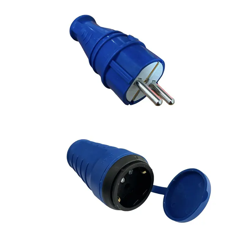 Изображение товара Розетка с вилкой NVO-KI-COMBI-R-V-16-44-BLUE, IP44, 16A, 250V, влагозащищенная