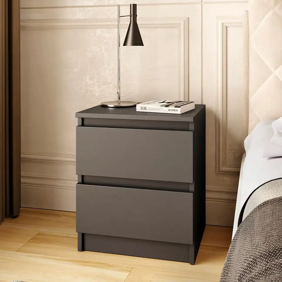 Изображение товара Тумба прикроватная Альбина 40x47x35 см 2 ящика ЛДСП цвет серый