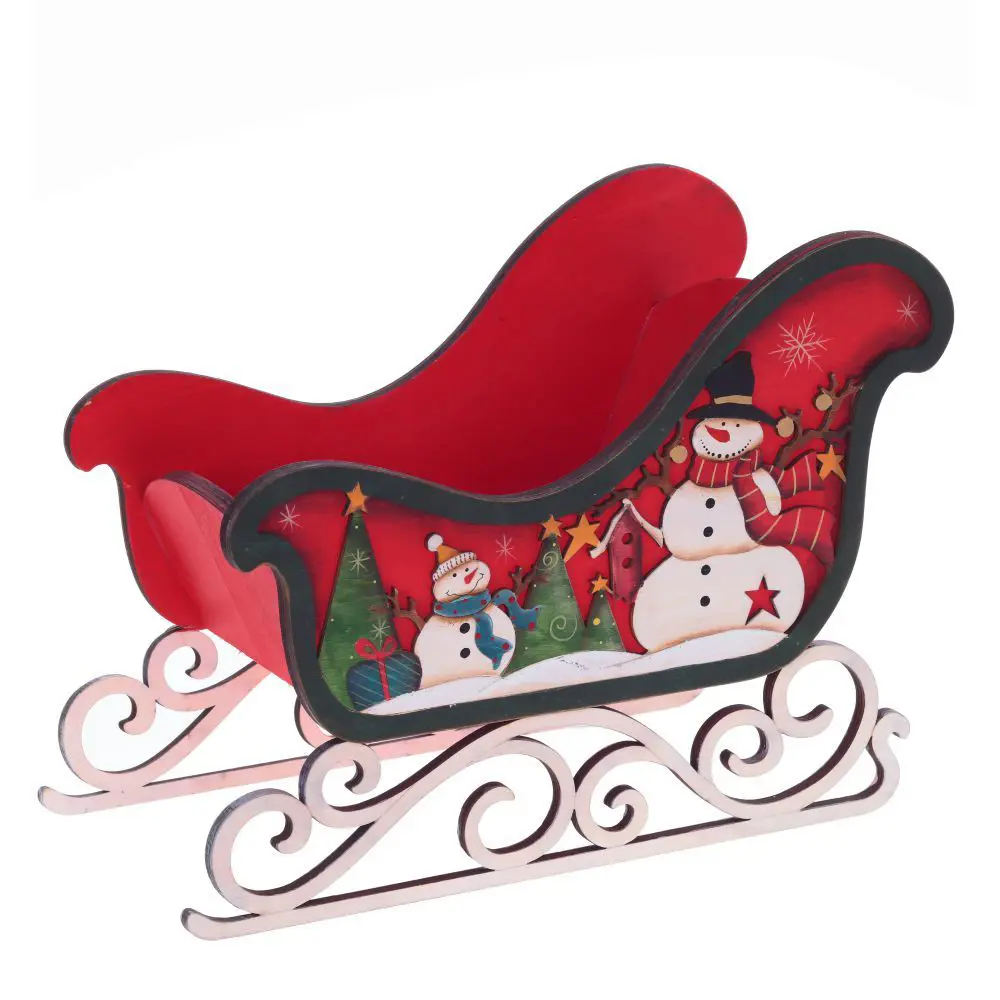 Изображение товара Новогоднее украшение Сани 17x24.5x34 см цвет красный