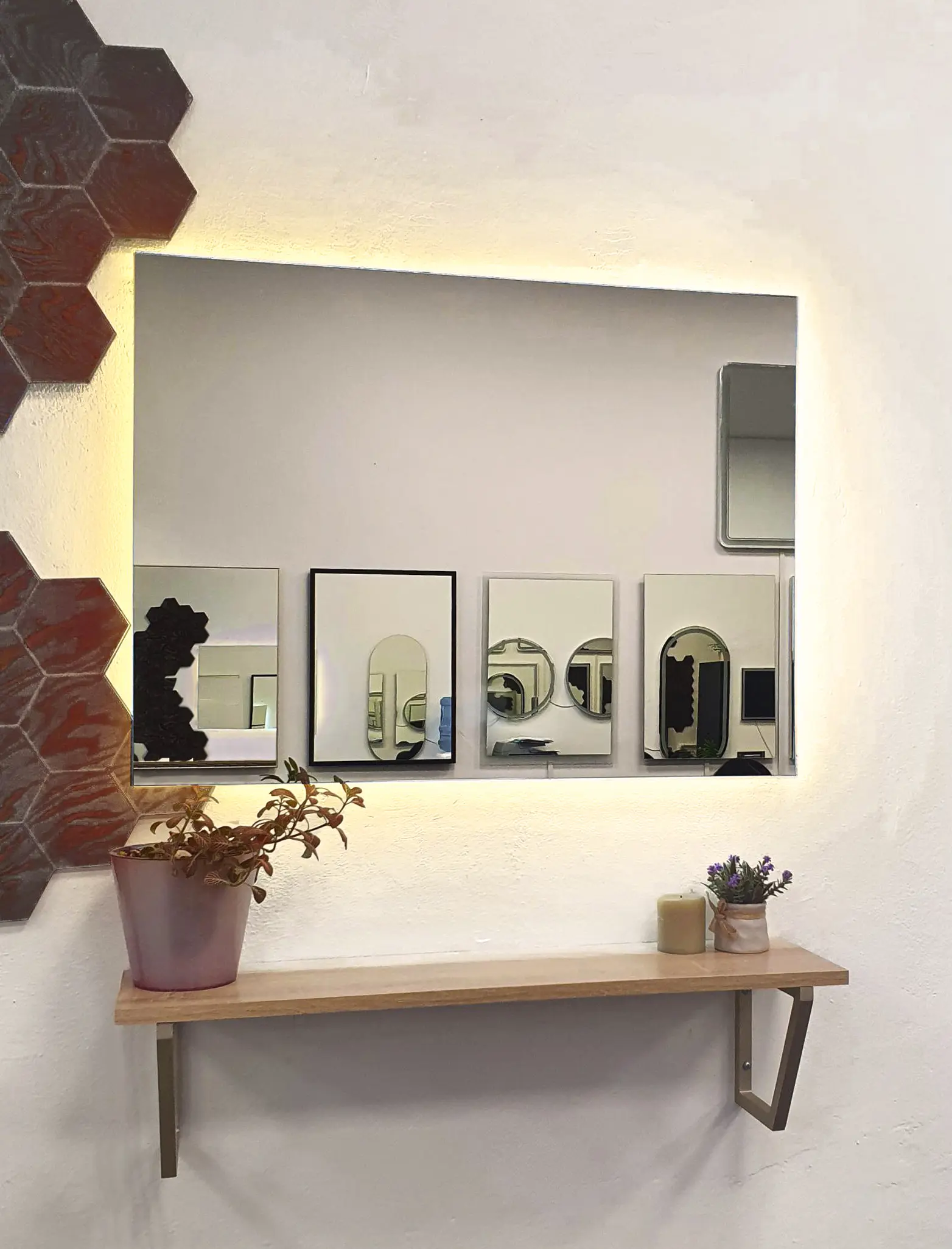 Изображение товара Зеркало для ванной ALFA MIRRORS Ek-86AVzVt с подсветкой прямоугольное 80x60см, бесконтактное управление, подогрев