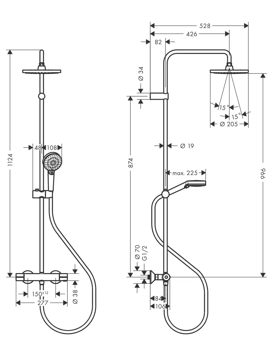 Изображение товара Душевая система Green Hansgrohe Vernis Blend 26318000