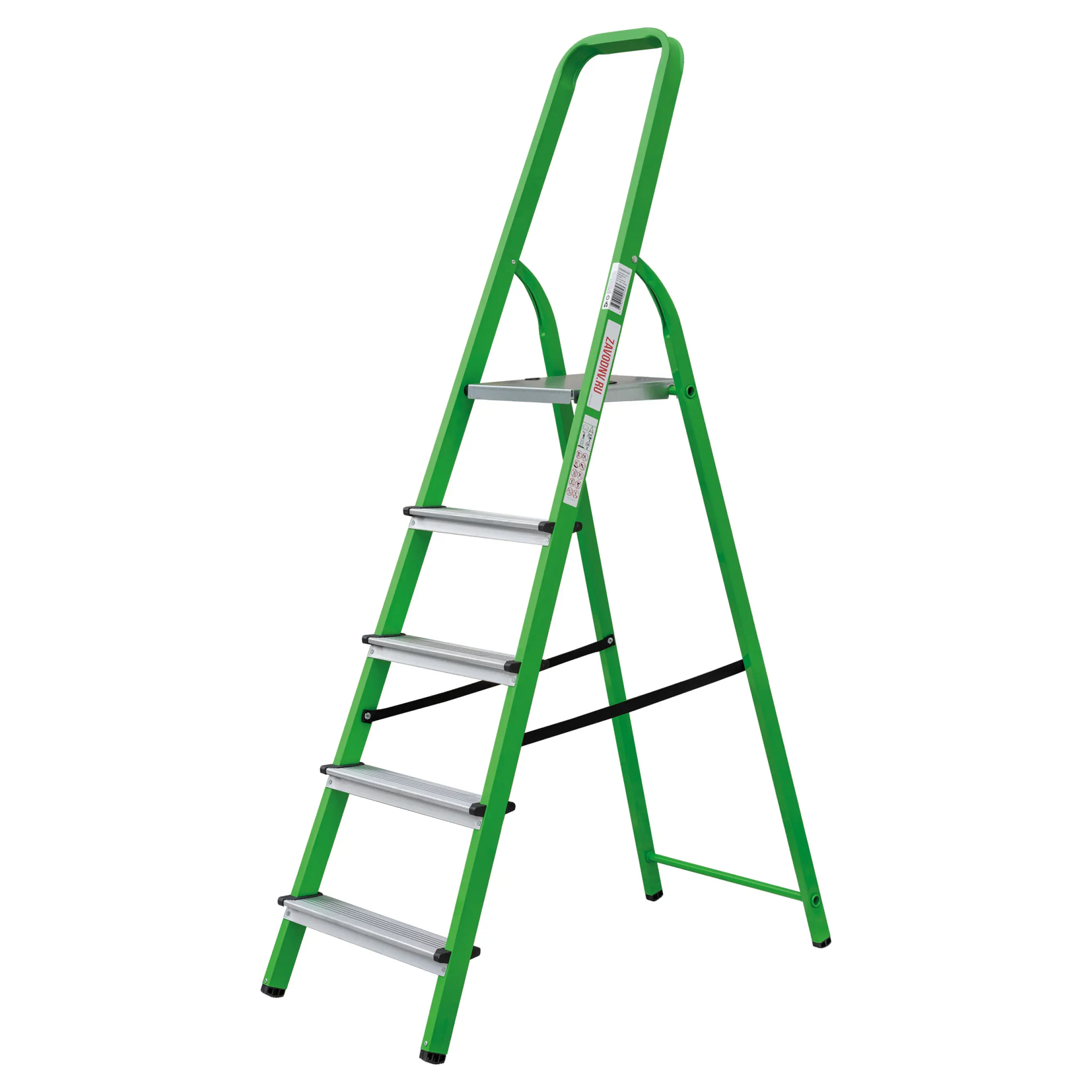Изображение товара Стремянка стальная Новая Высота NV 1130 зеленая 5 ступеней, максимальная нагрузка 150 кг