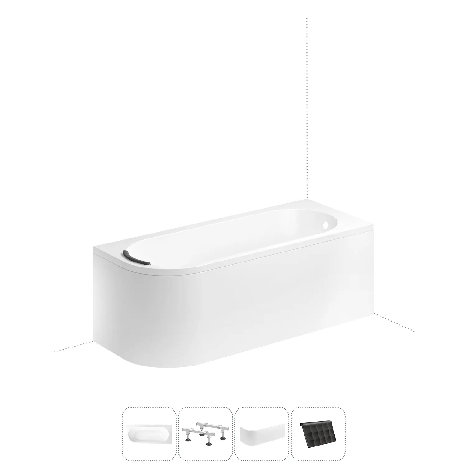 Изображение товара Ассиметричная ванна Lavinia Boho Art II S2-371317PR литьевой акрил 170x72.5 см правый разворот, с ножками, подголовником и лицевым экраном