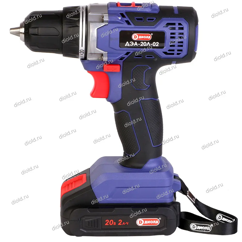 Изображение товара Дрель-шуруповерт аккумуляторная Диолд ДЭА-20 Л-02, 10300150, 20 В Li-Ion 1x2 Ач