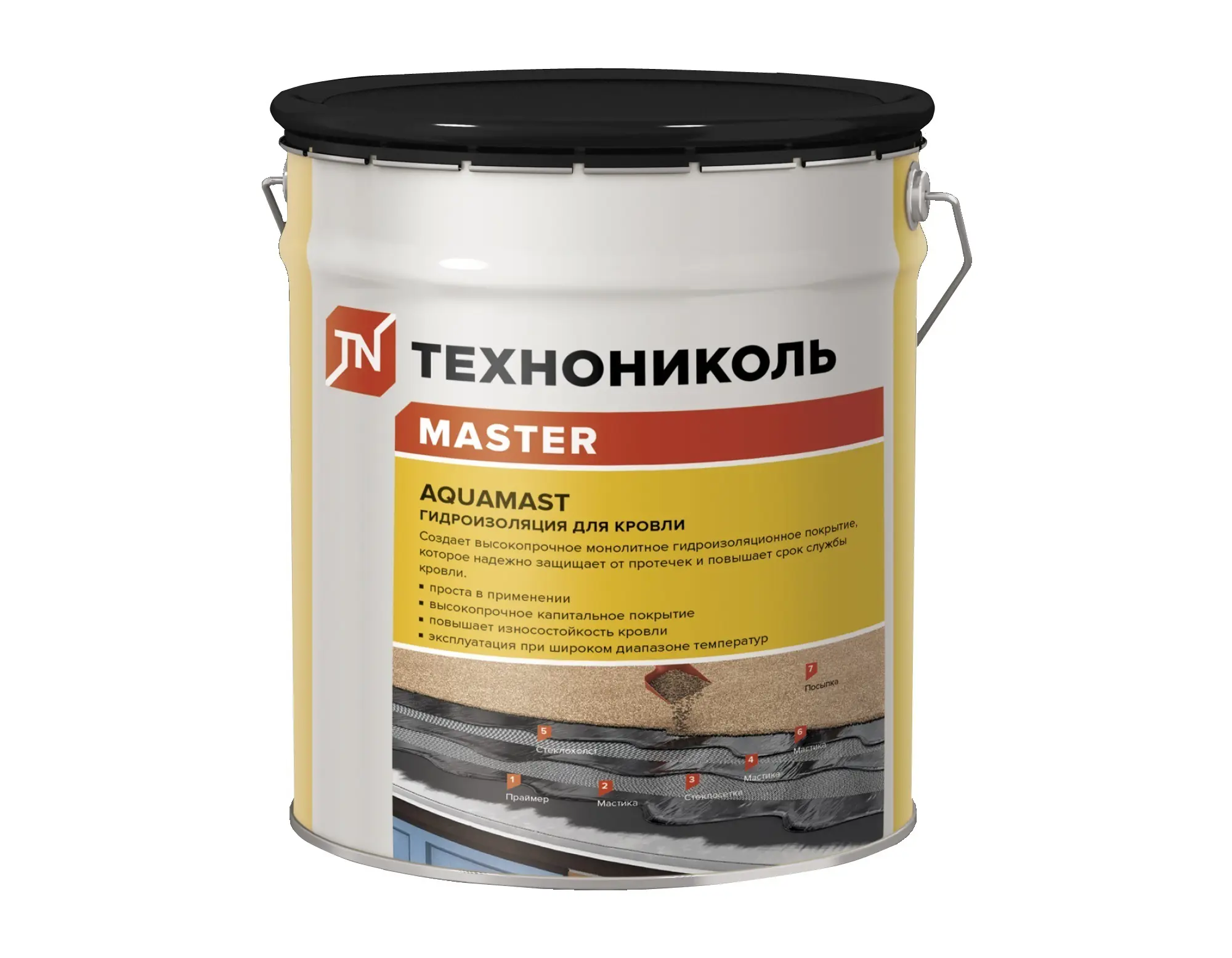 Изображение товара Гидроизоляционная битумно-резиновая мастика AquaMast 18л Технониколь
