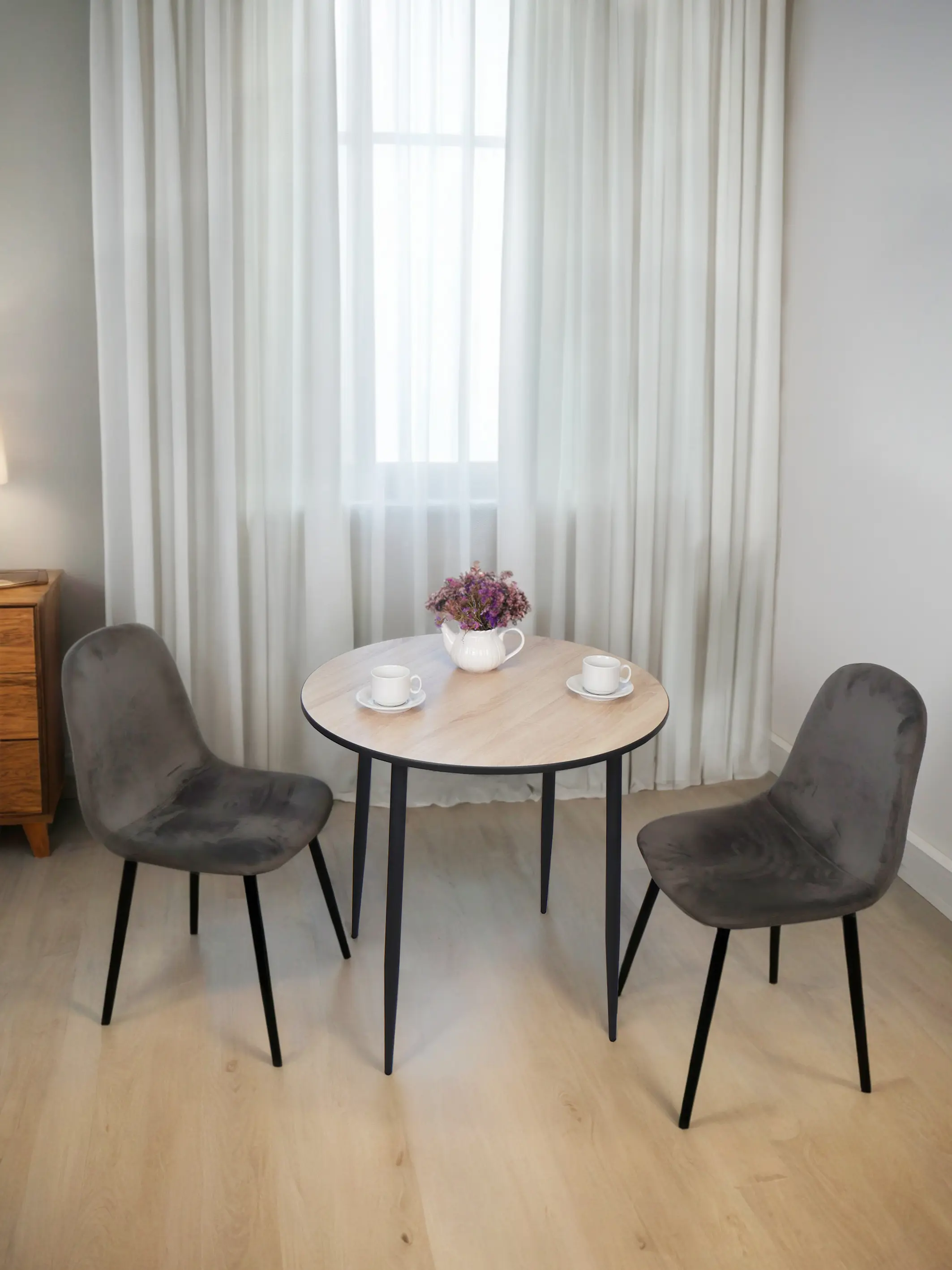 Изображение товара Кухонный стол круглый Laksi Меглер 78.5x78.5 см ЛДСП цвет дуб сонома