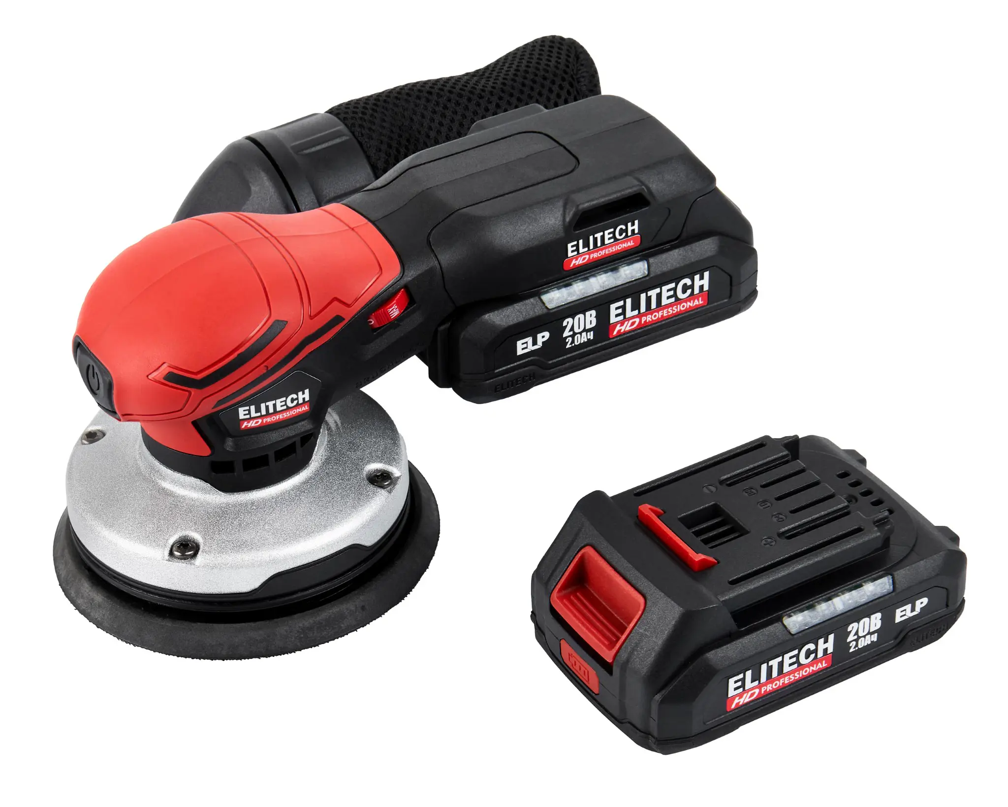 Изображение товара Эксцентриковая шлифмашина аккумуляторная Elitech COS 2012SL, 20 В Li-Ion 2x2 Ач, 125 мм