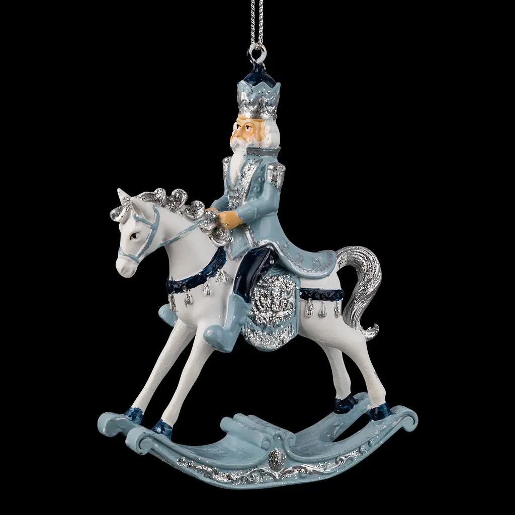 Изображение товара Елочная игрушка Erichkrause Волшебник на лошадке-качалке 10 см x 2.5 см синий