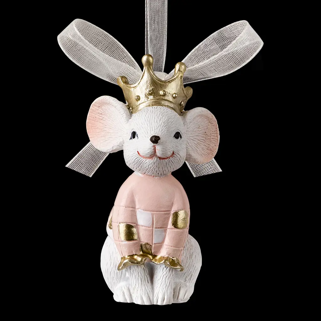 Изображение товара Елочная игрушка Erichkrause Королевский мышонок 7.5 см x 4 см розовый