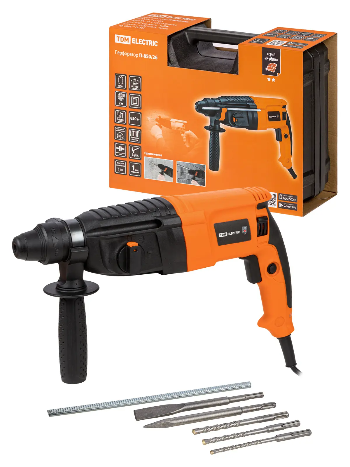 Изображение товара Перфоратор сетевой SDS Plus TDM Electric П-850/26, 850 Вт, 3 Дж