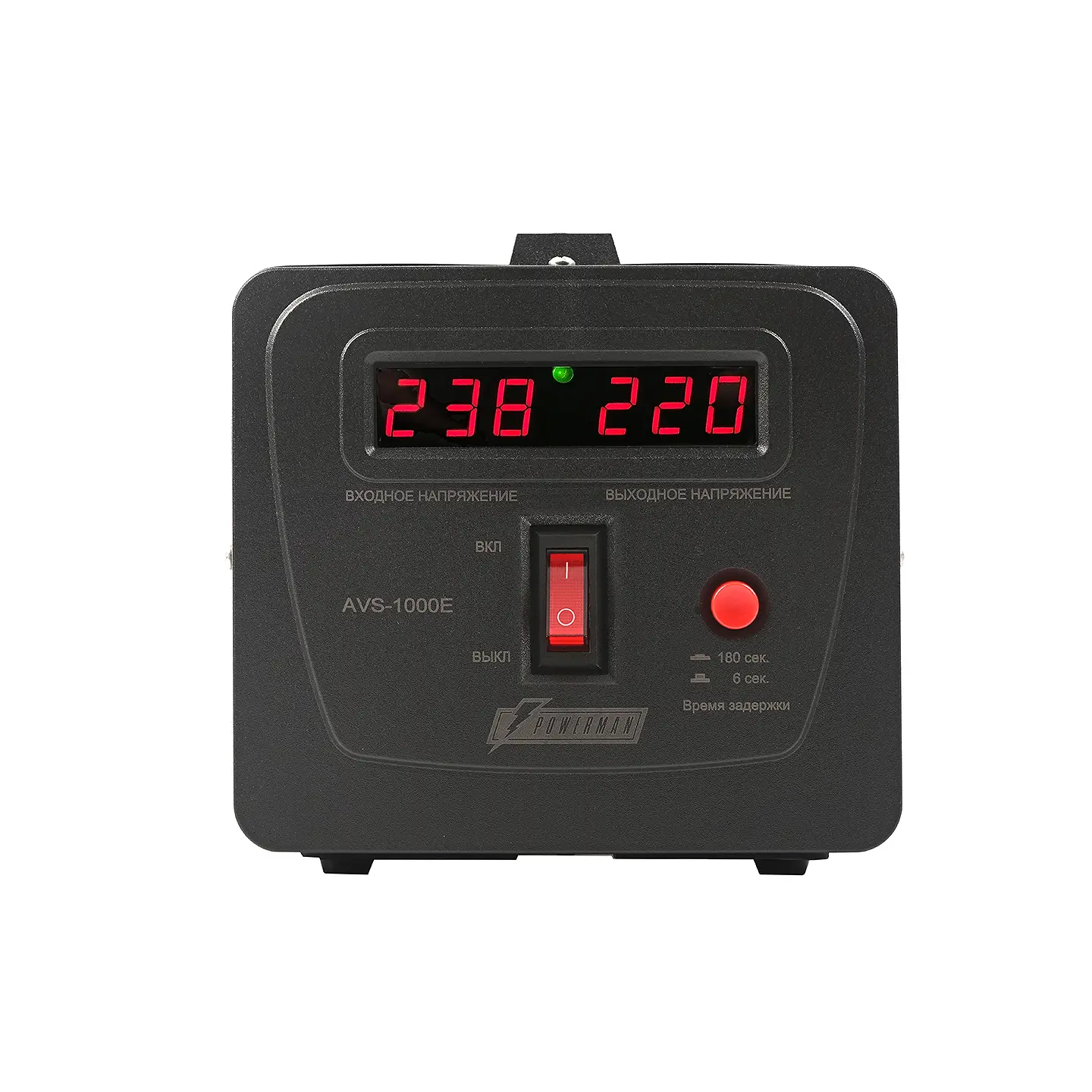 Изображение товара Стабилизатор напряжения Powerman AVS 1000 E Black однофазный 1000 ВА 130-260В