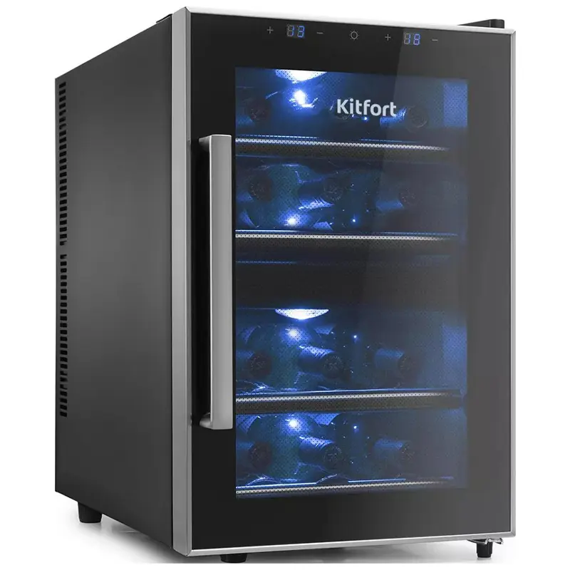 Изображение товара Винный шкаф Kitfort 34х53.4х51 см 12 бутылок цвет черный