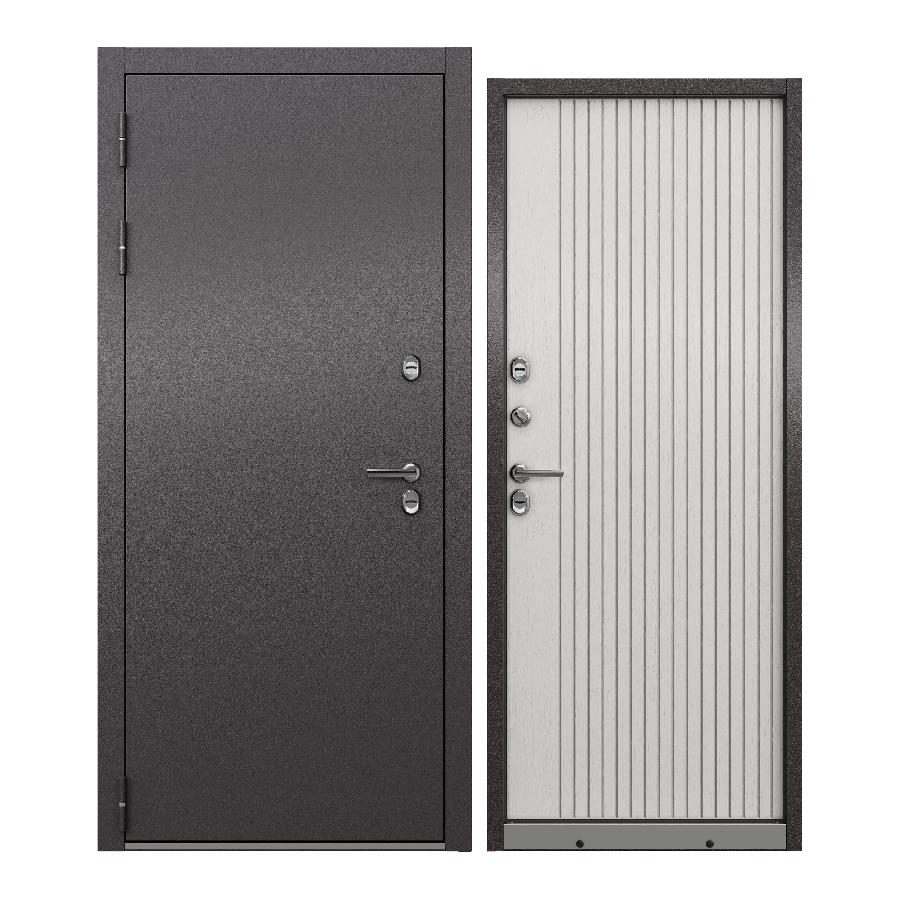 Изображение товара Входная дверь Unicorn Village optimal левый 205x88см цвет шоколад букле/дуб белый скандинавский