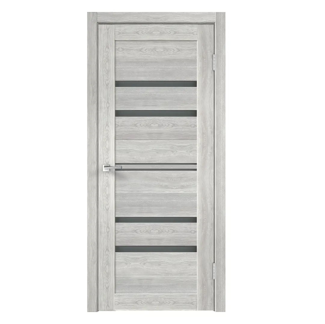 Изображение товара Комплект межкомнатной двери Velldoris Xline 6 остеклённая 200x80см ПВХ цвет дуб дымчатый горизонт с коробом и наличниками