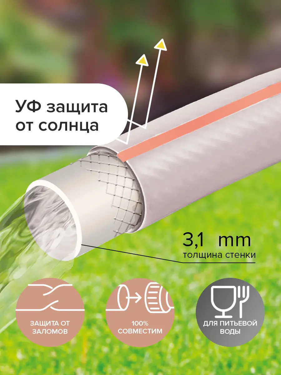 Изображение товара Шланг Polyagro 7558515 d 18 мм 15 м Жемчуг ТЭП