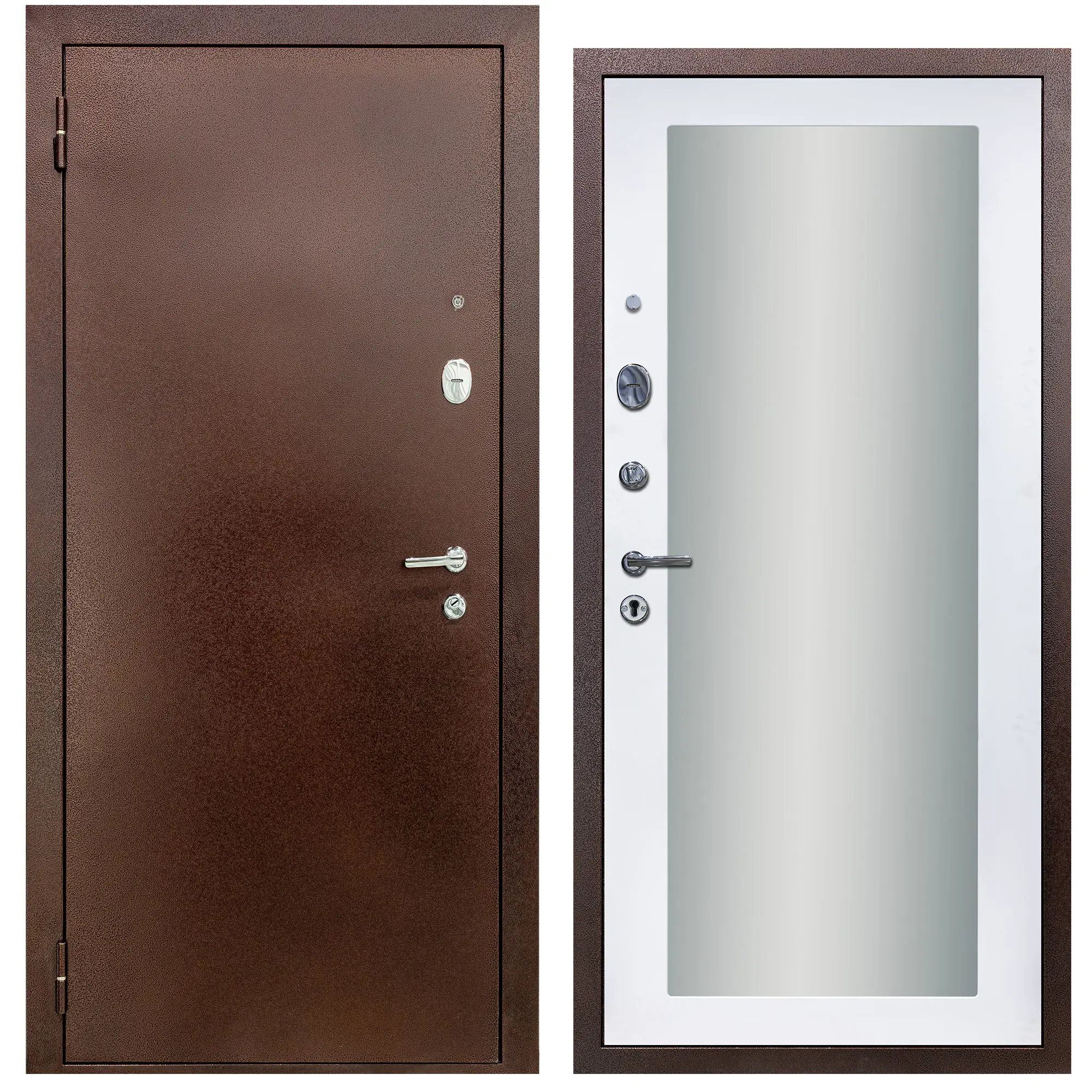 Изображение товара Входная дверь Diva 510 левый 205x86см цвет антик медь/д20 белый софт с зеркалом