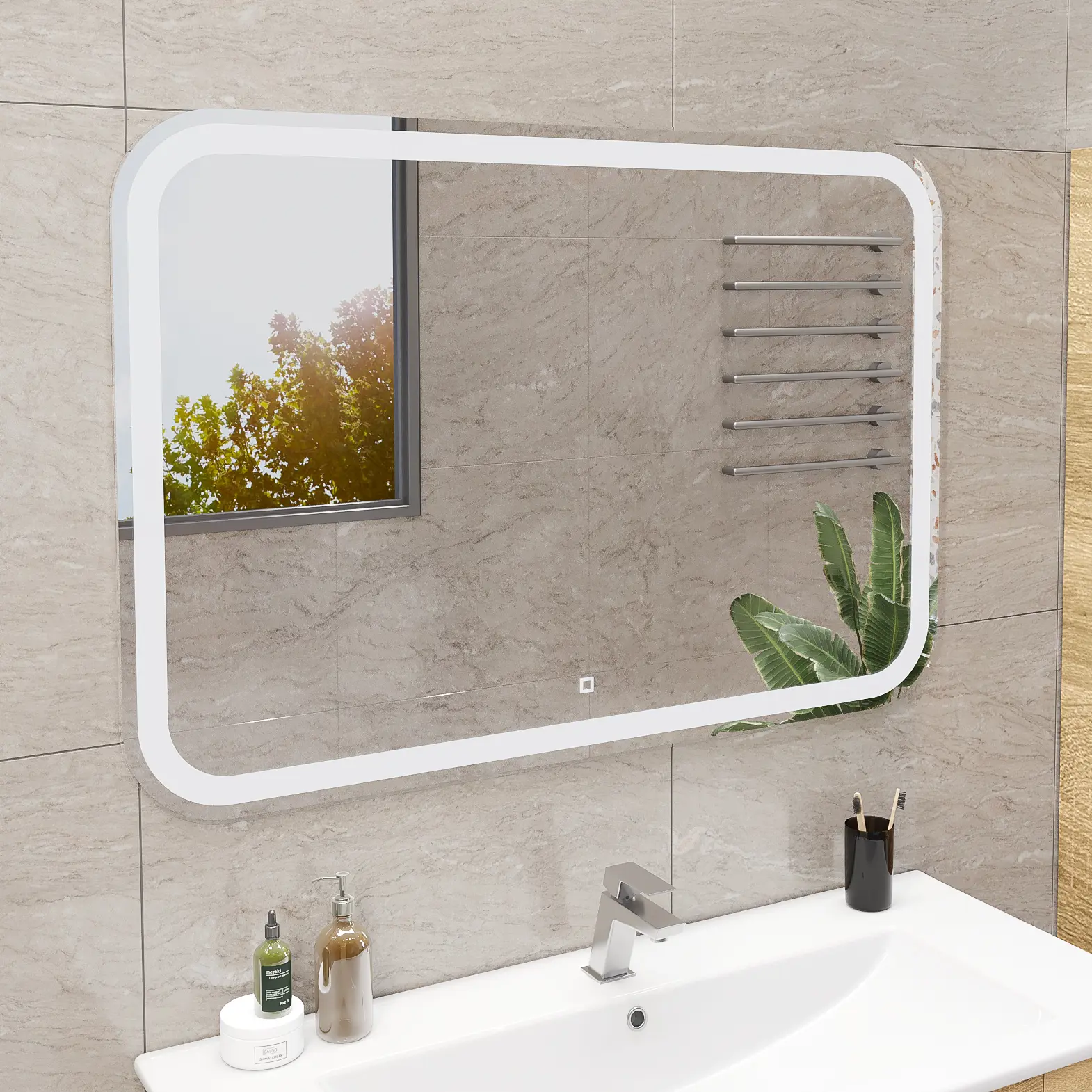 Изображение товара Зеркало для ванной Ruvann Elika З.ELIKA-100 с подсветкой 100x80см