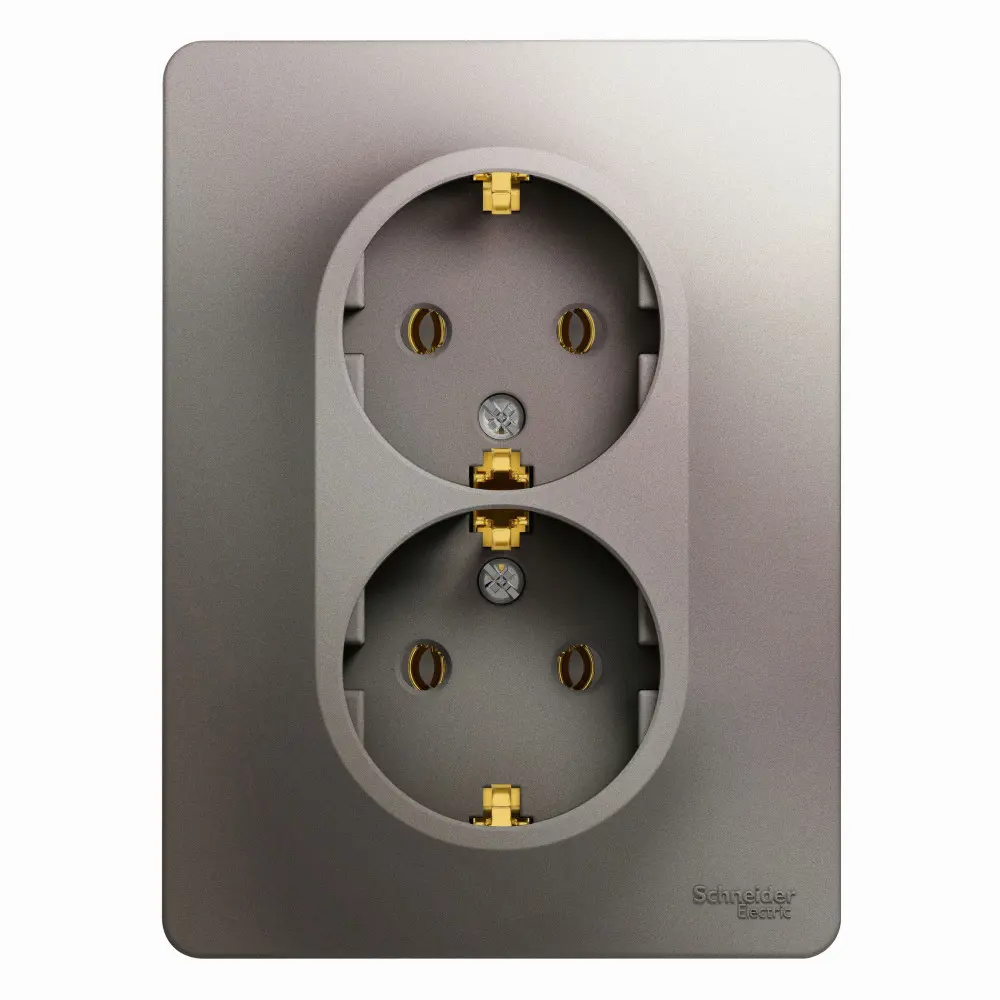 Изображение товара Розетка двойная встраиваемая Systeme Electric Glossa GSL001224 с заземлением платина